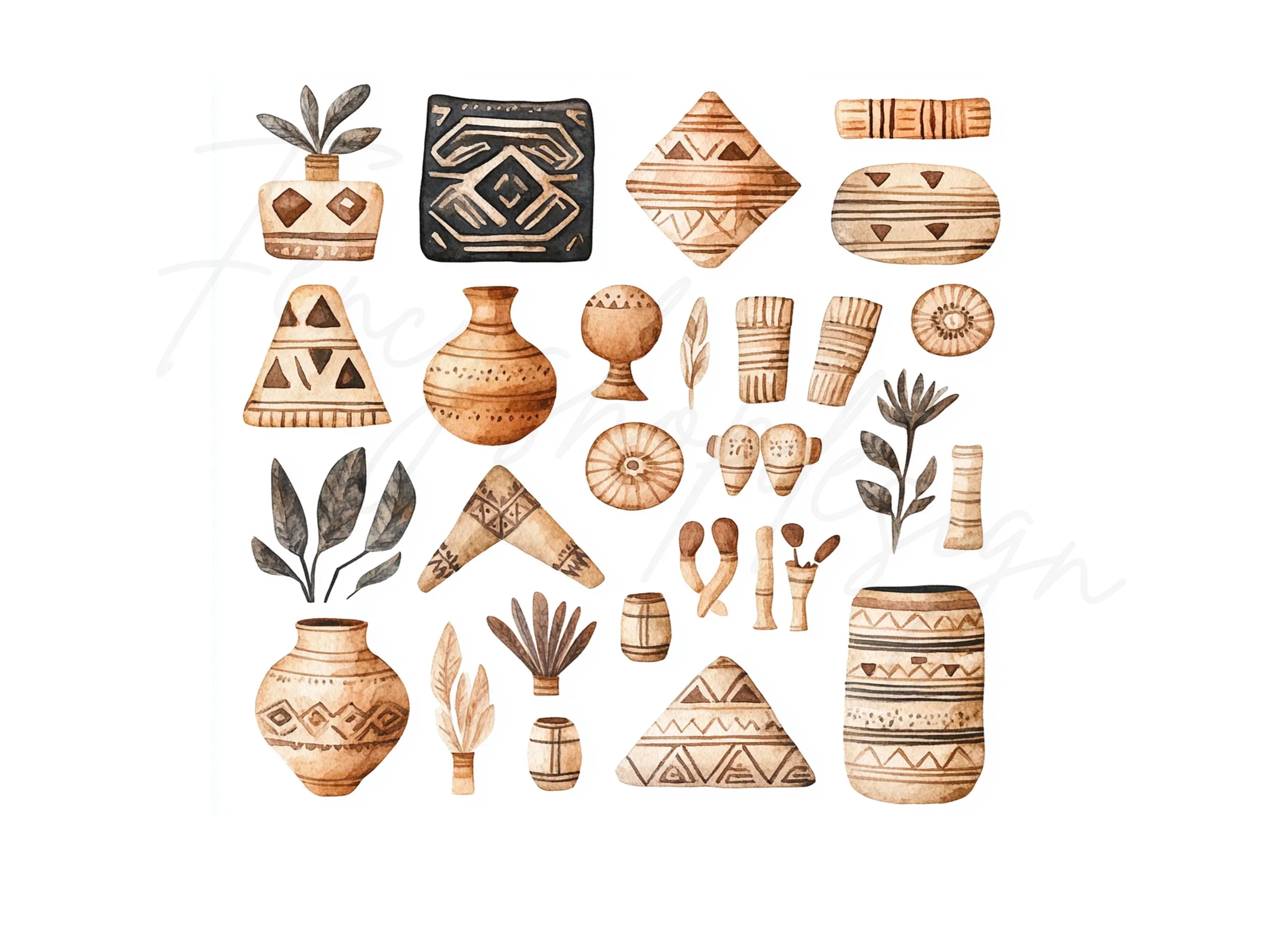 Boho Tribal Clipart Bundle