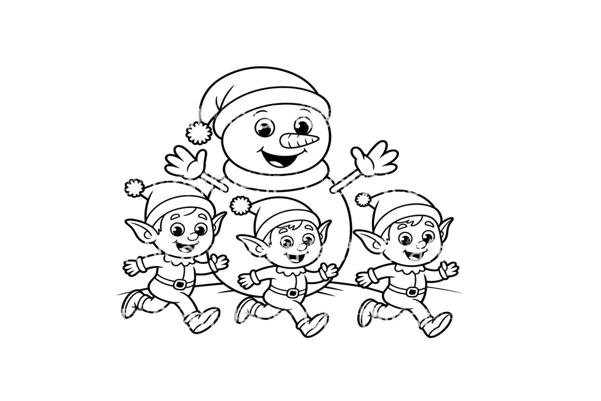 Snowman and Elf Winter Fun Coloring Books