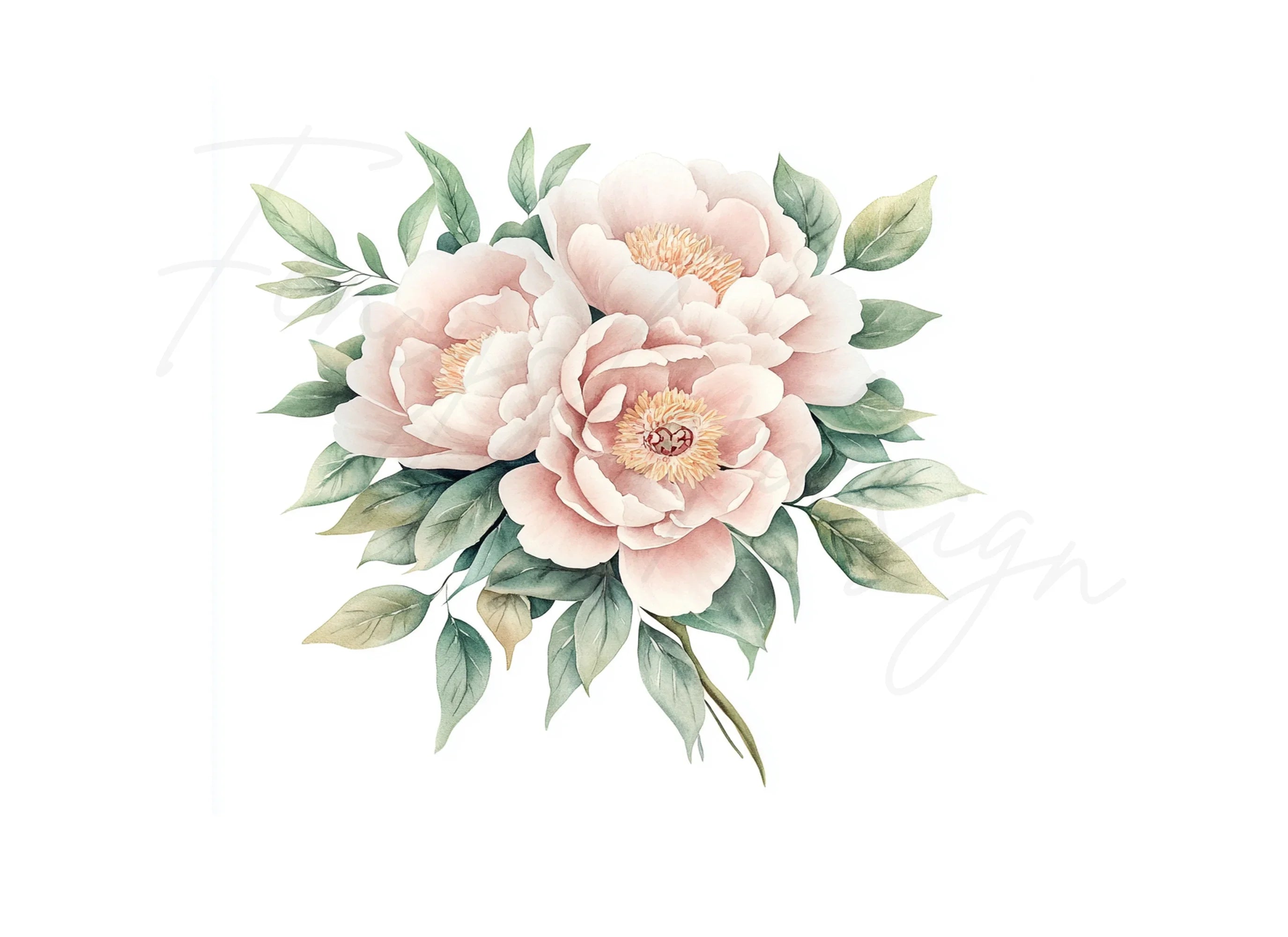 Peony Bouquet Clipart Bundle