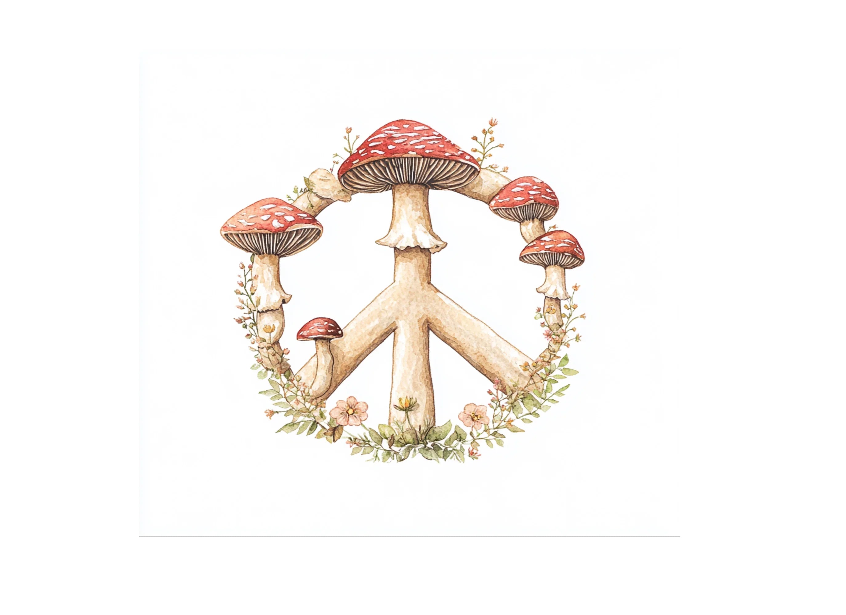 Mushroom Peace Sign Clipart Bundle