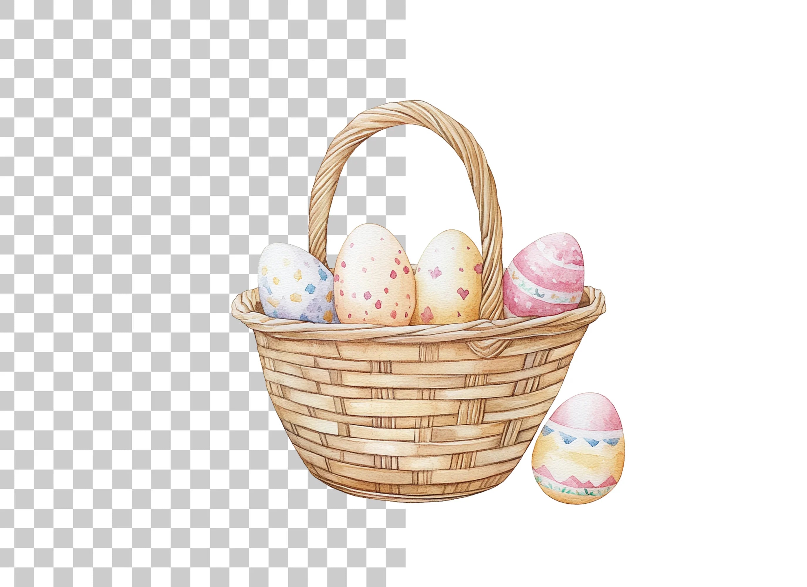 Easter Basket with Eggs Clipart Bundle