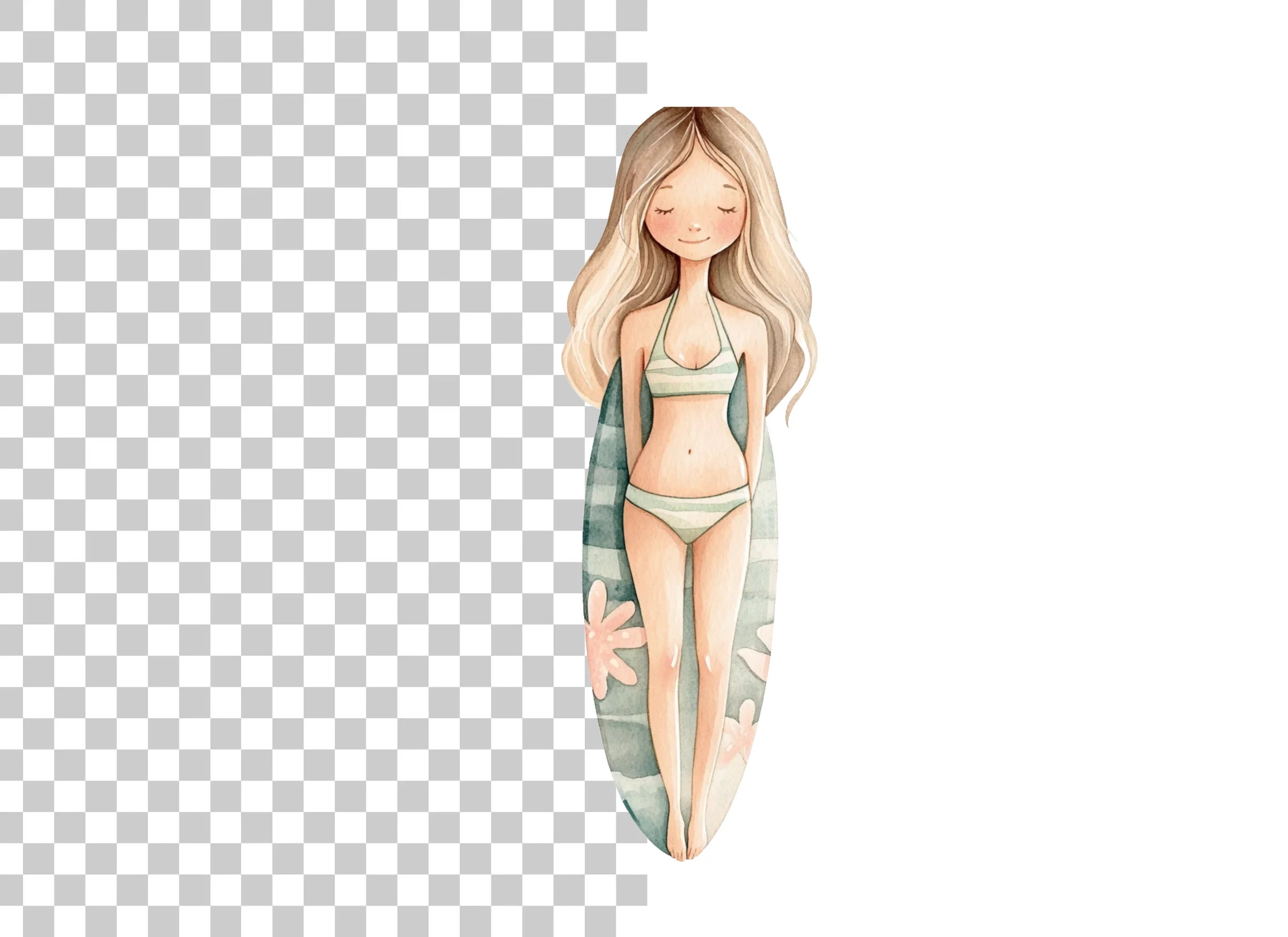 Girl Surfer Clipart Bundle