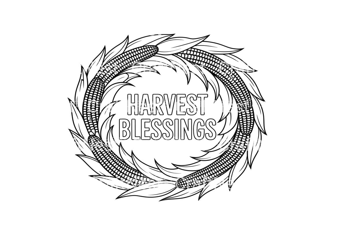 Harvest Blessings Corn Wreath Coloring Books
