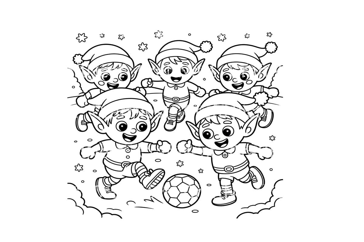 Christmas Elf Soccer Fun Coloring Books