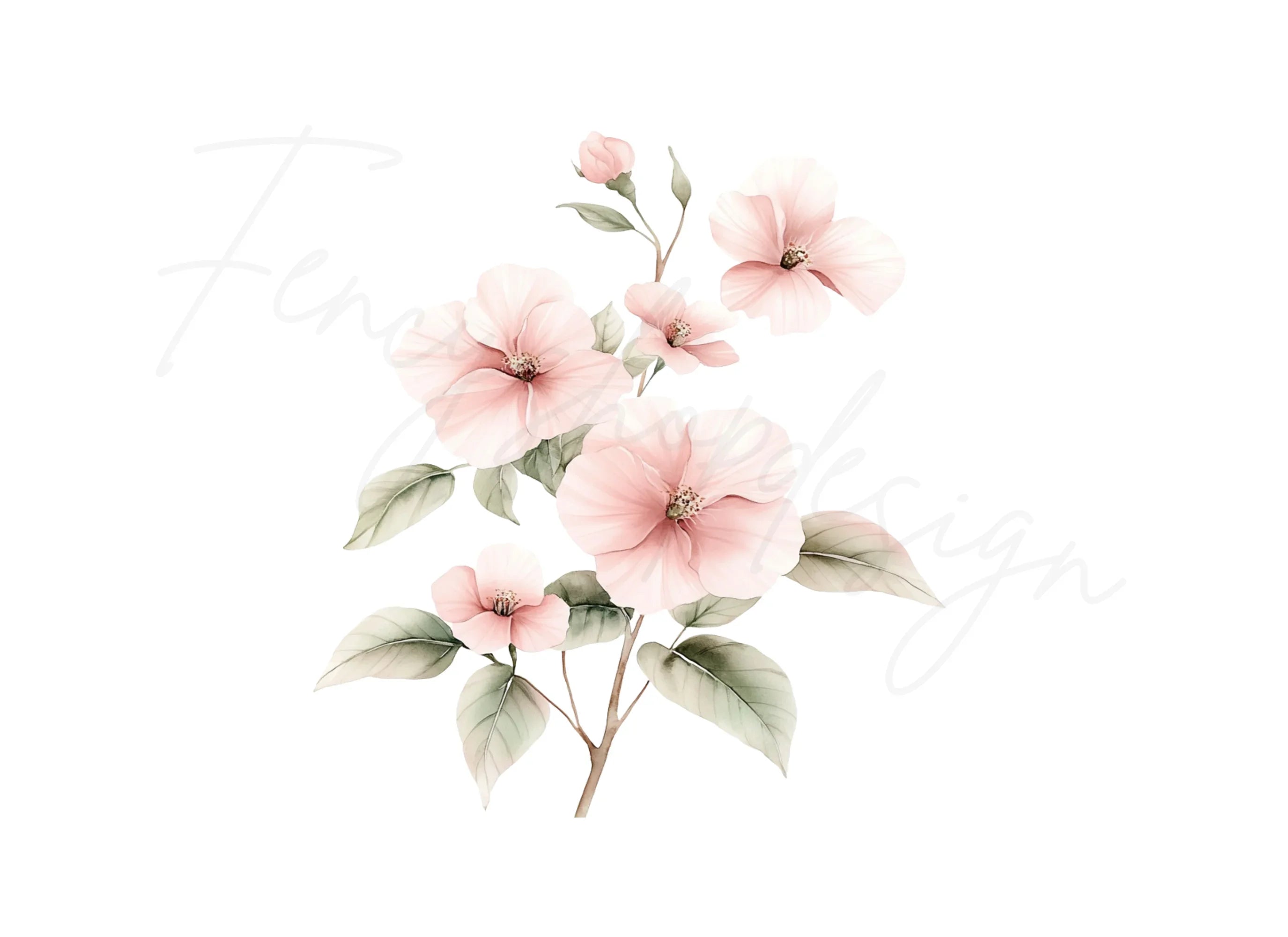 Soft Pink Floral Clipart Bundle