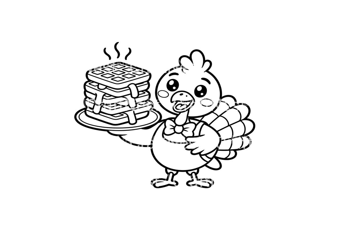 Cute Turkeys with Waffles Coloring Books