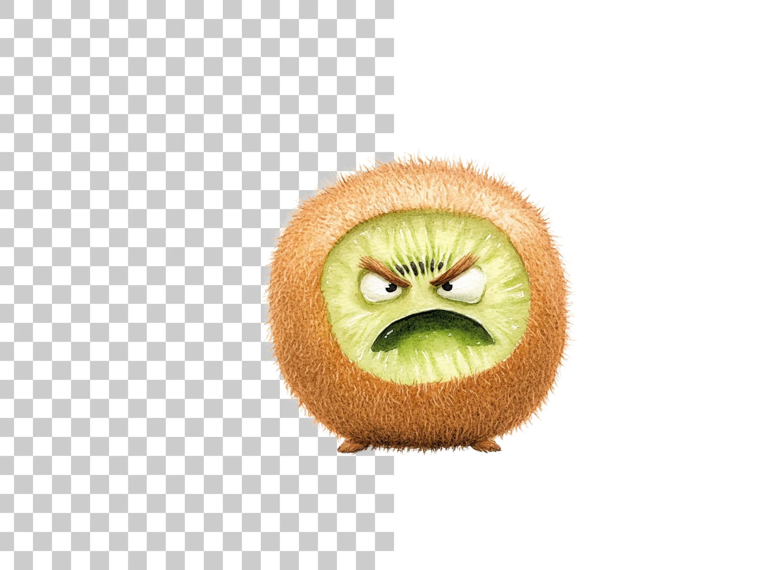 Angry Kiwi Fruit Cartoon Clipart Bundle