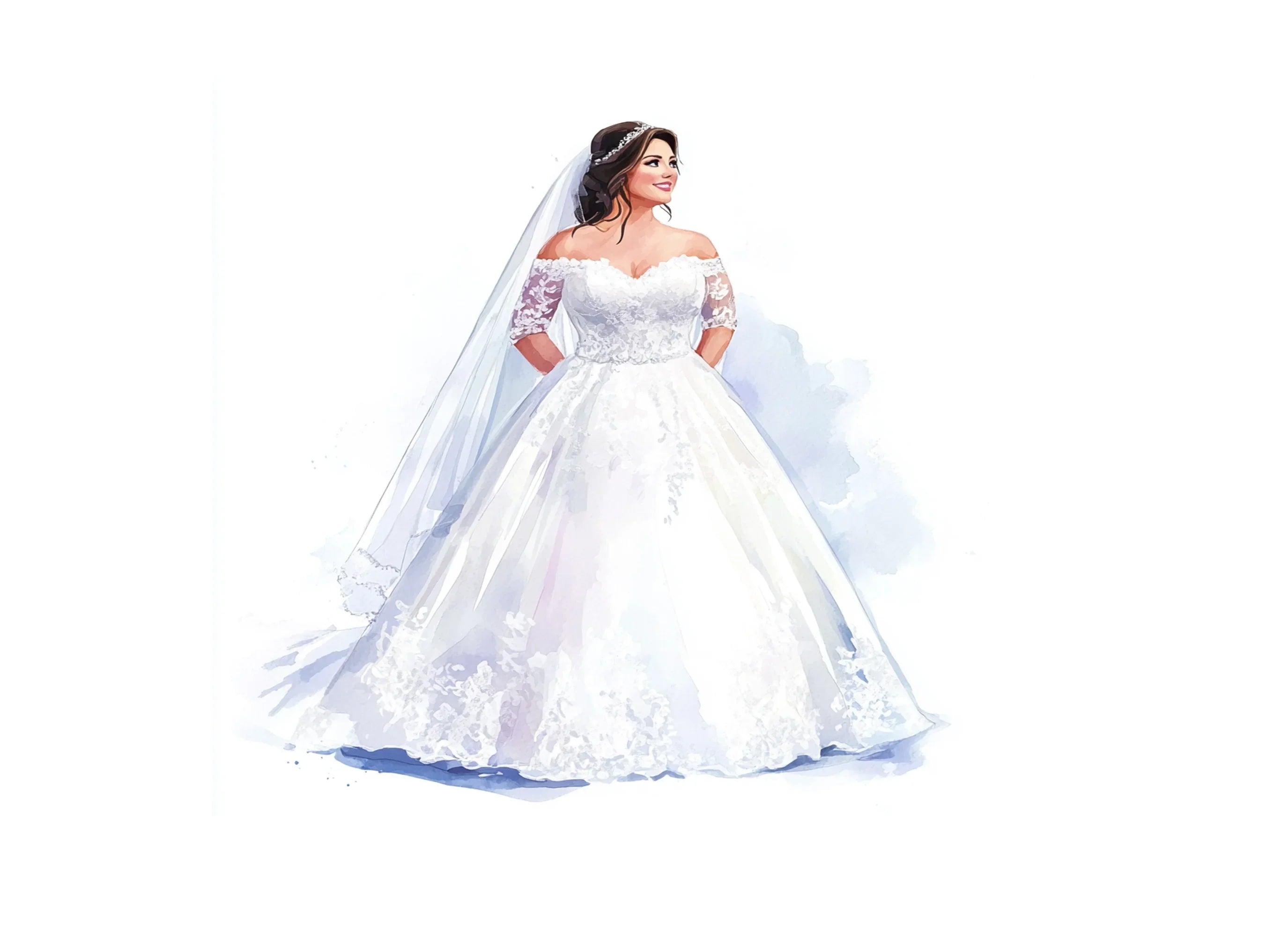 Plus Size Bride Wedding Dress Clipart Bundle