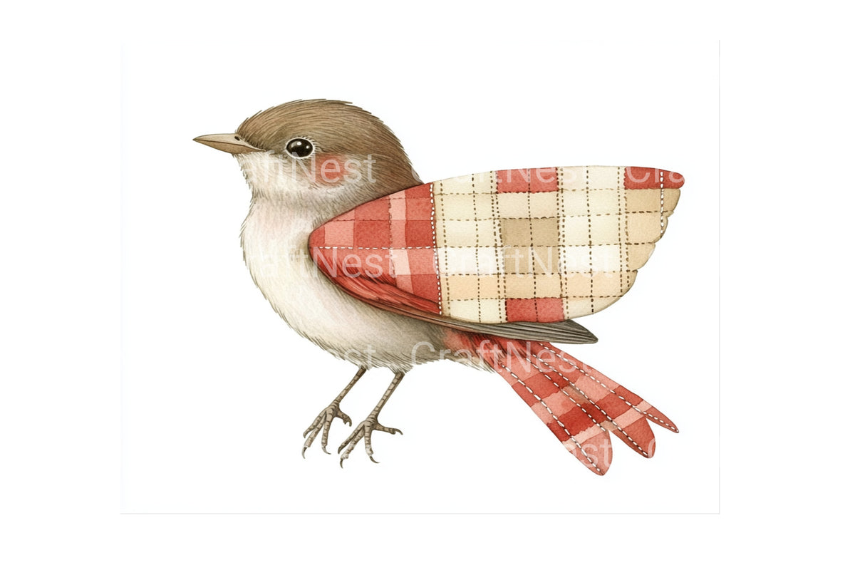 Patchwork Bird Designs Clipart Bundle