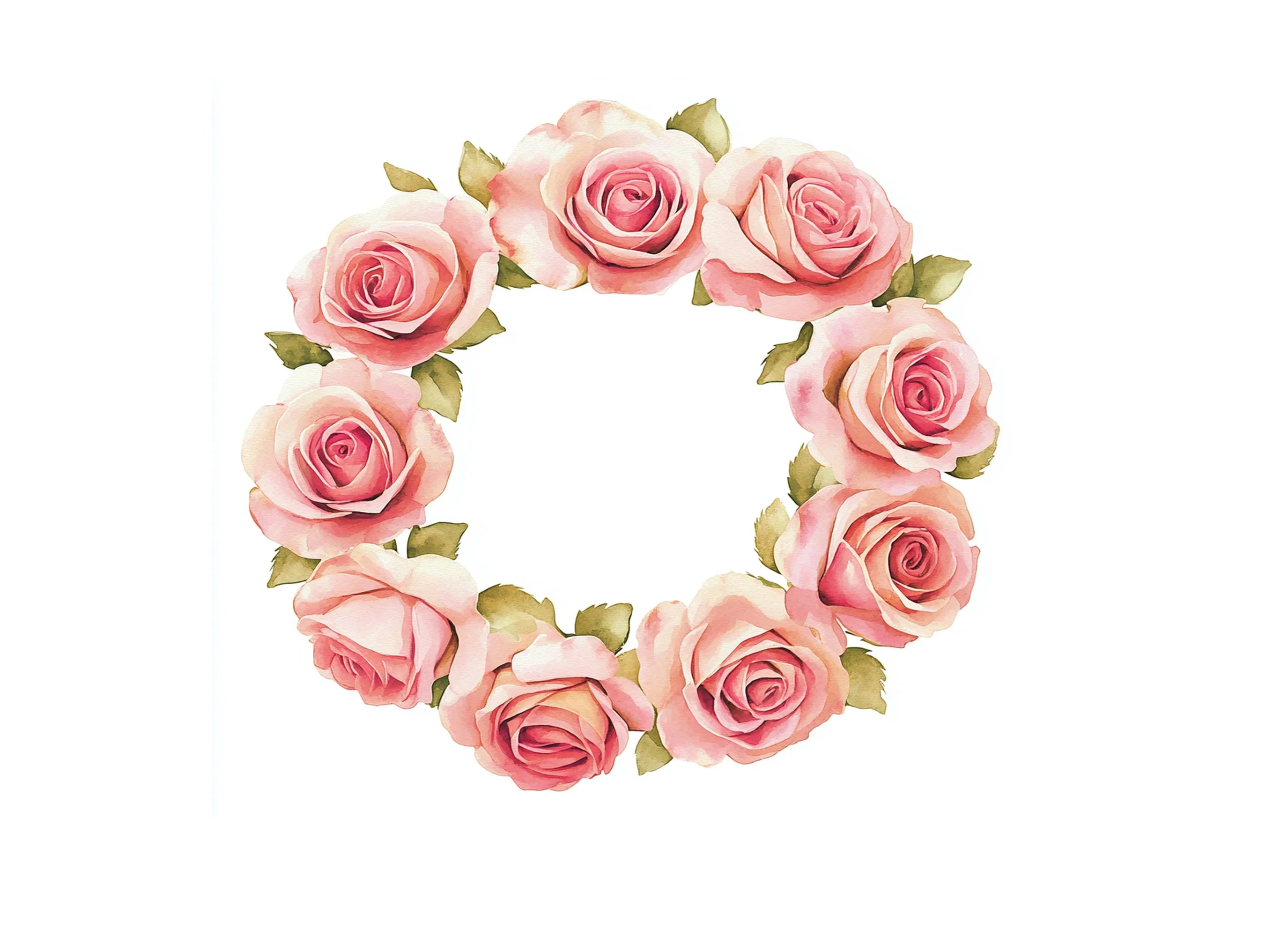 Pink Rose Wreaths Clipart Bundle