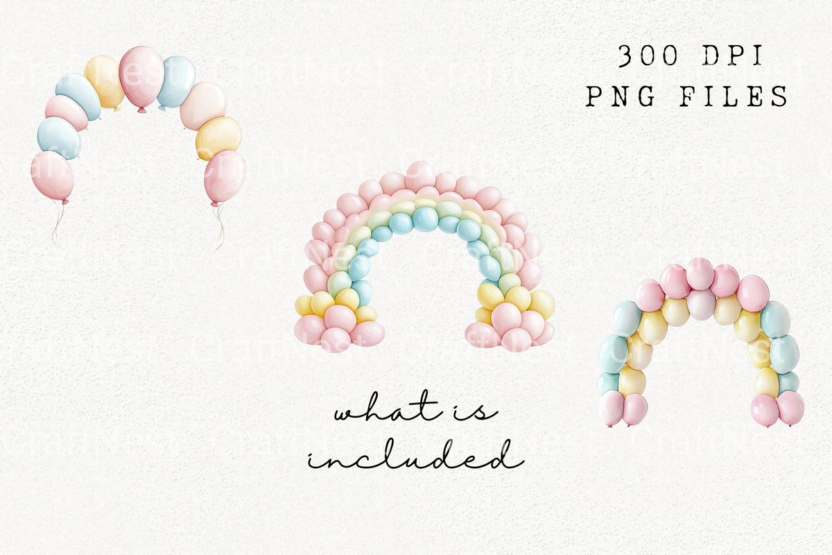 Pastel Balloon Arches Clipart Bundle