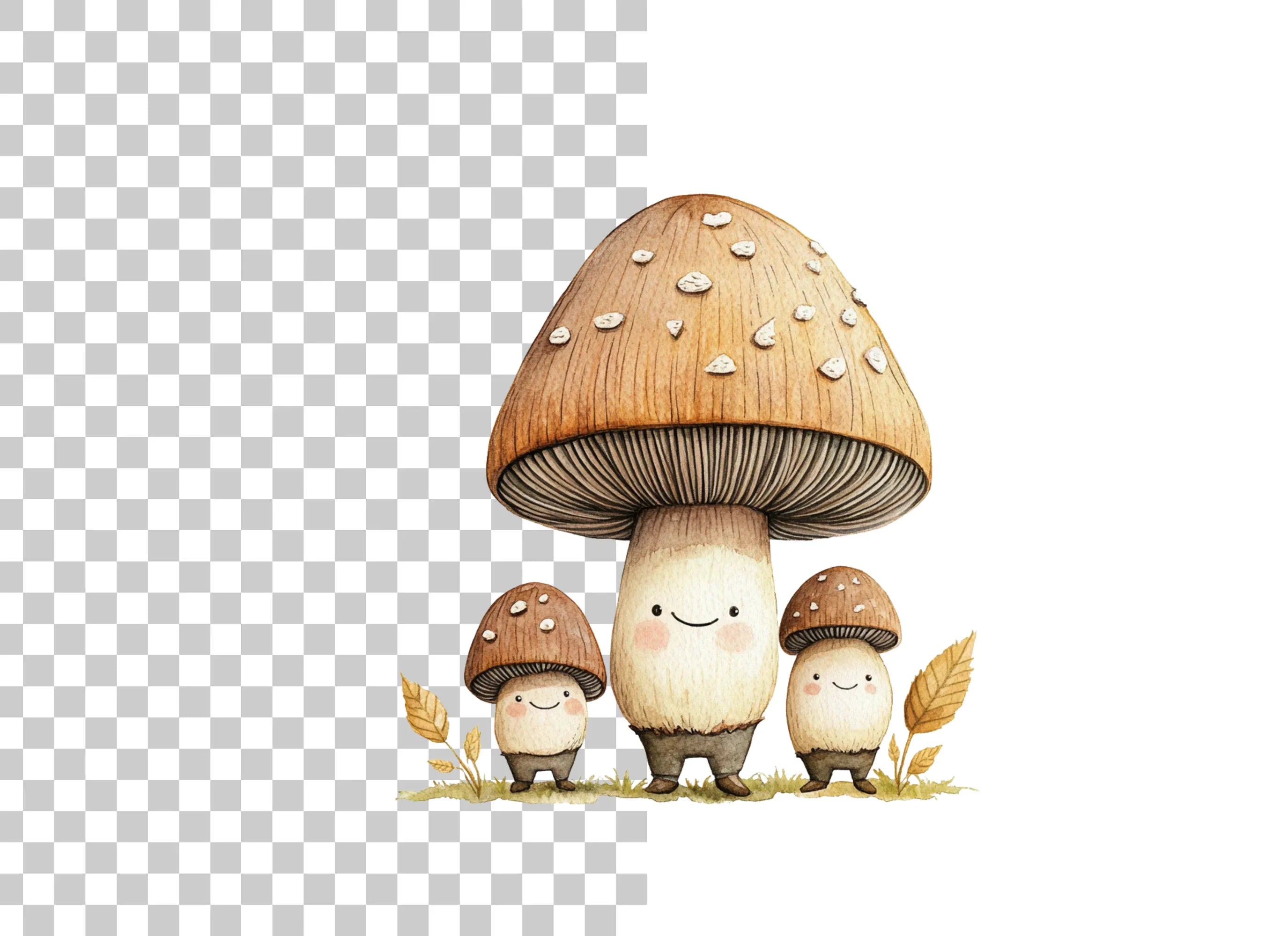 Cute Mushroom Family Clipart Bundle