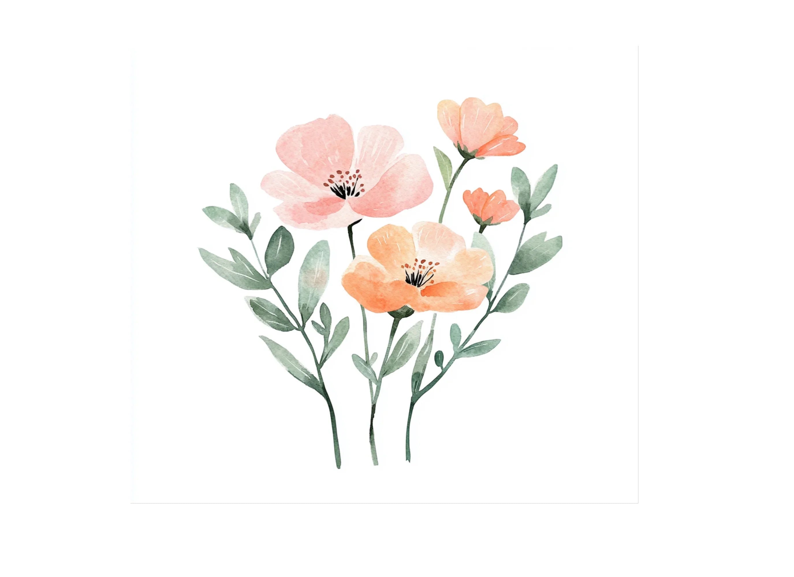 Peach Flower Clipart Bundle