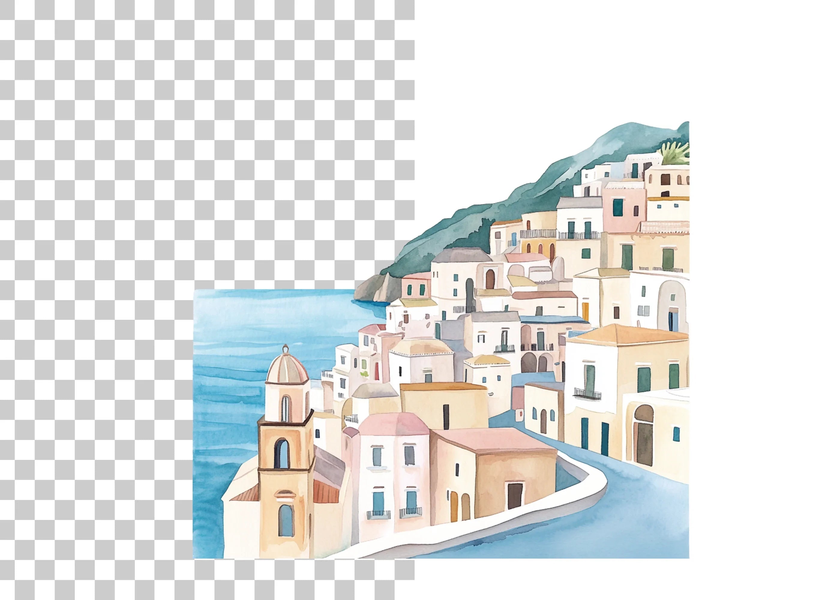 Amalfi Coast Towns Clipart Bundle