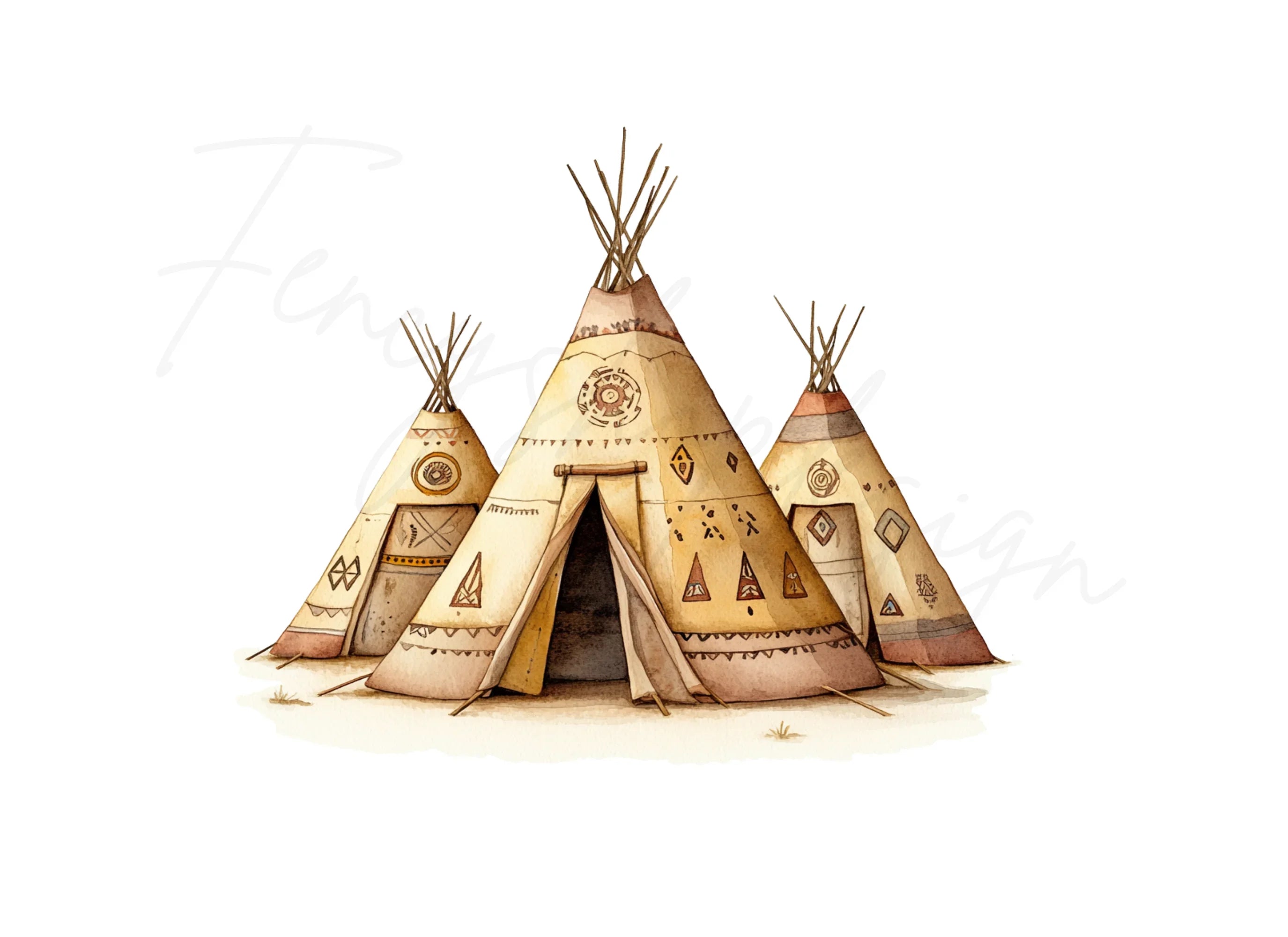Native American Teepee Village Clipart Bundle