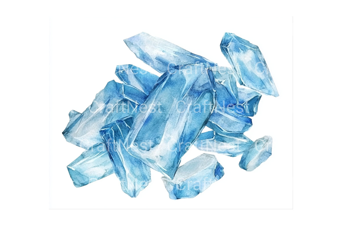 Blue Ice Shards Illustrations Clipart Bundle