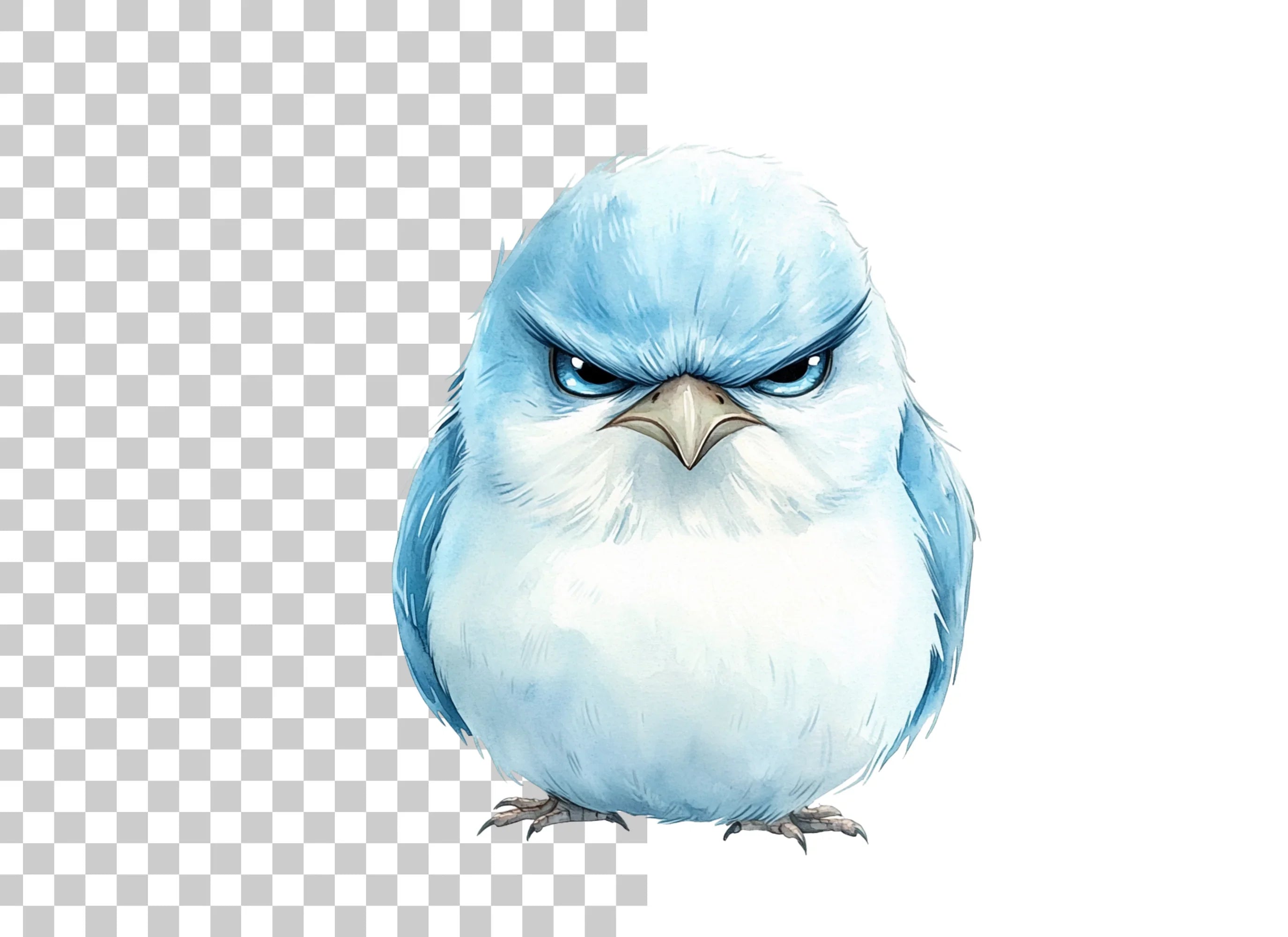 Angry Blue Bird Illustration Clipart Bundle