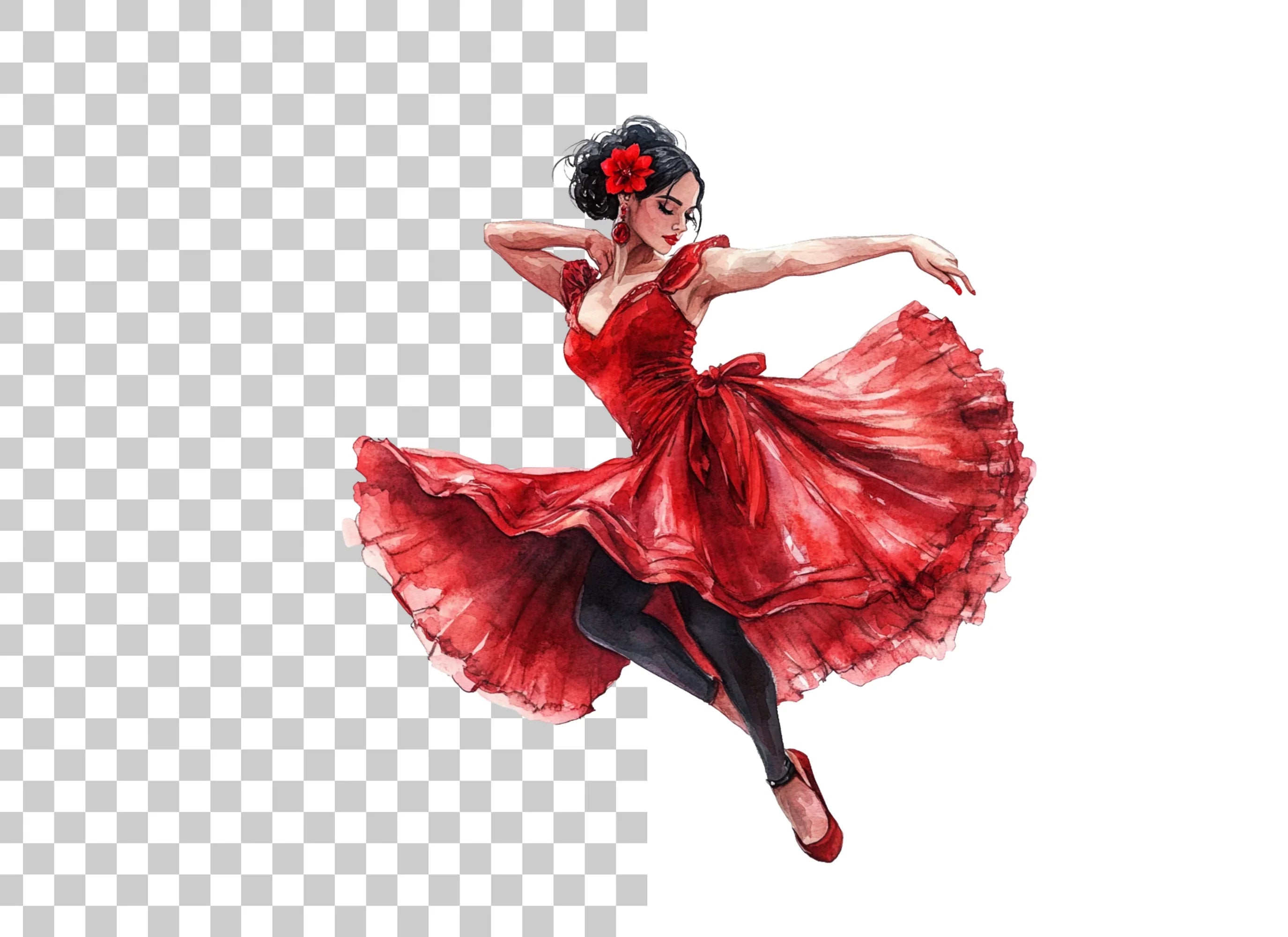 Flamenco Dancer in Red Clipart Bundle