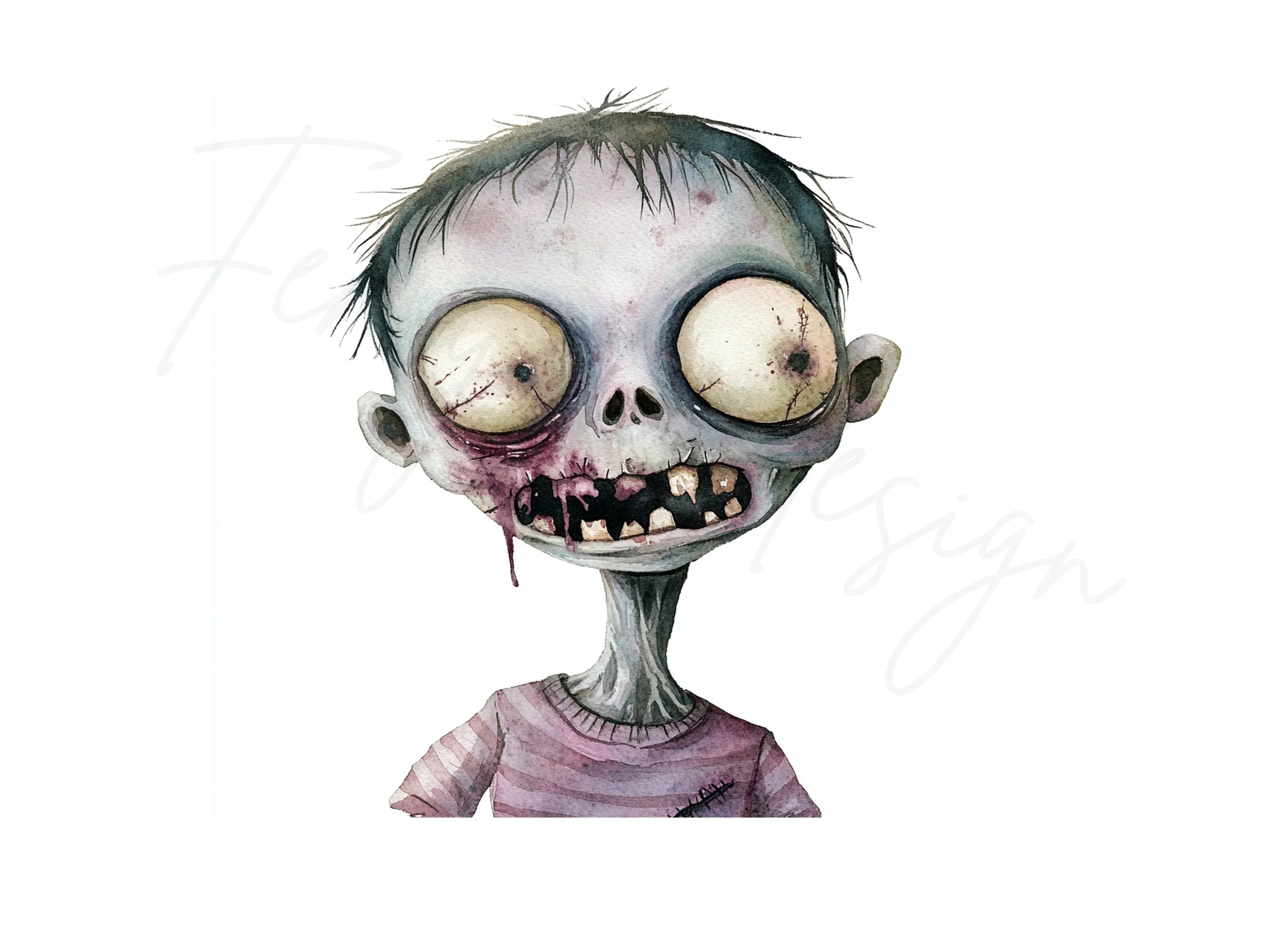 Funny Zombie Faces Clipart Bundle