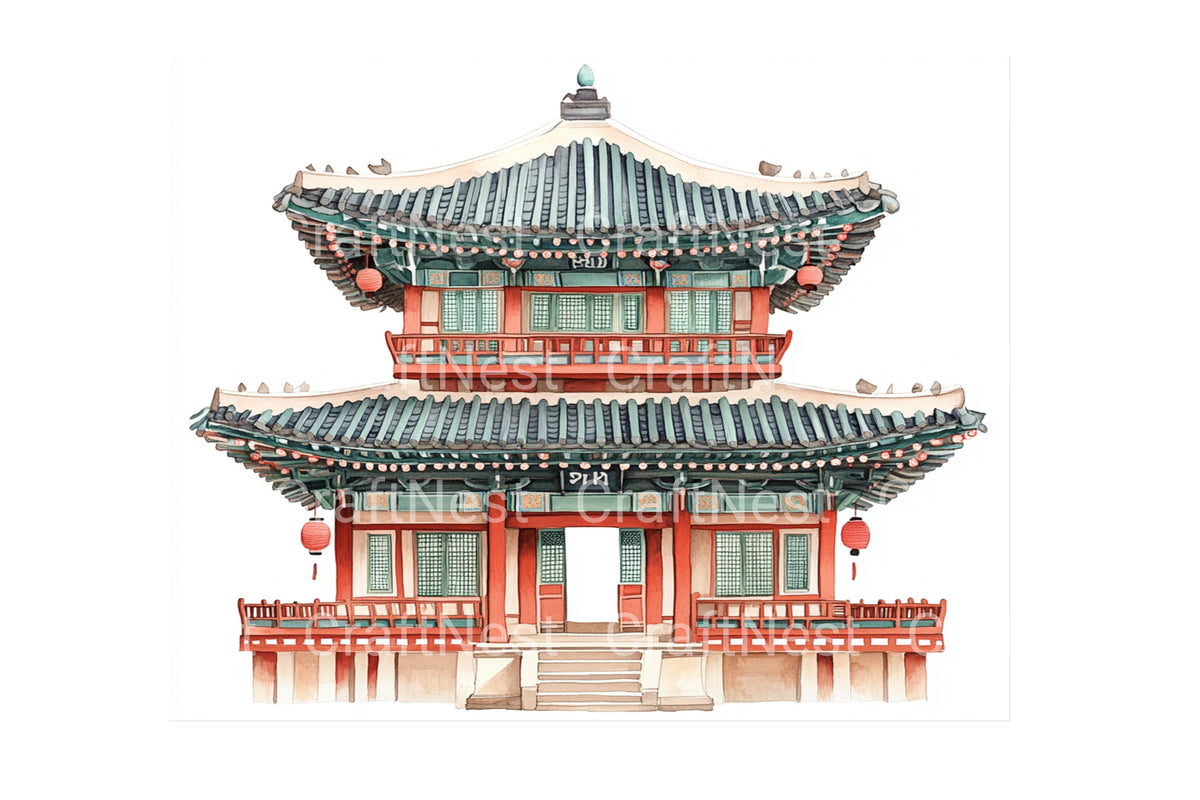 Korean Palace Illustrations Clipart Bundle