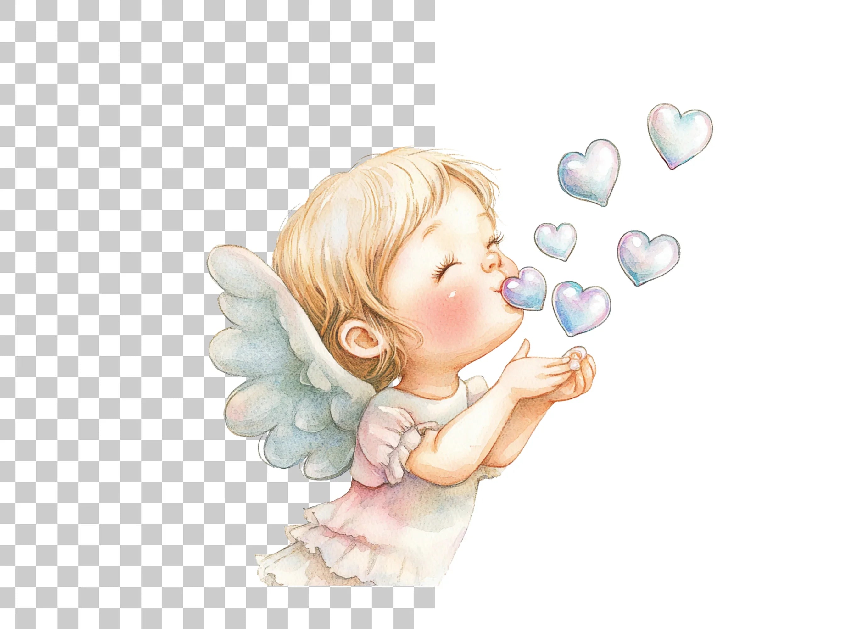 Angels Blowing Heart Bubbles Clipart Bundle