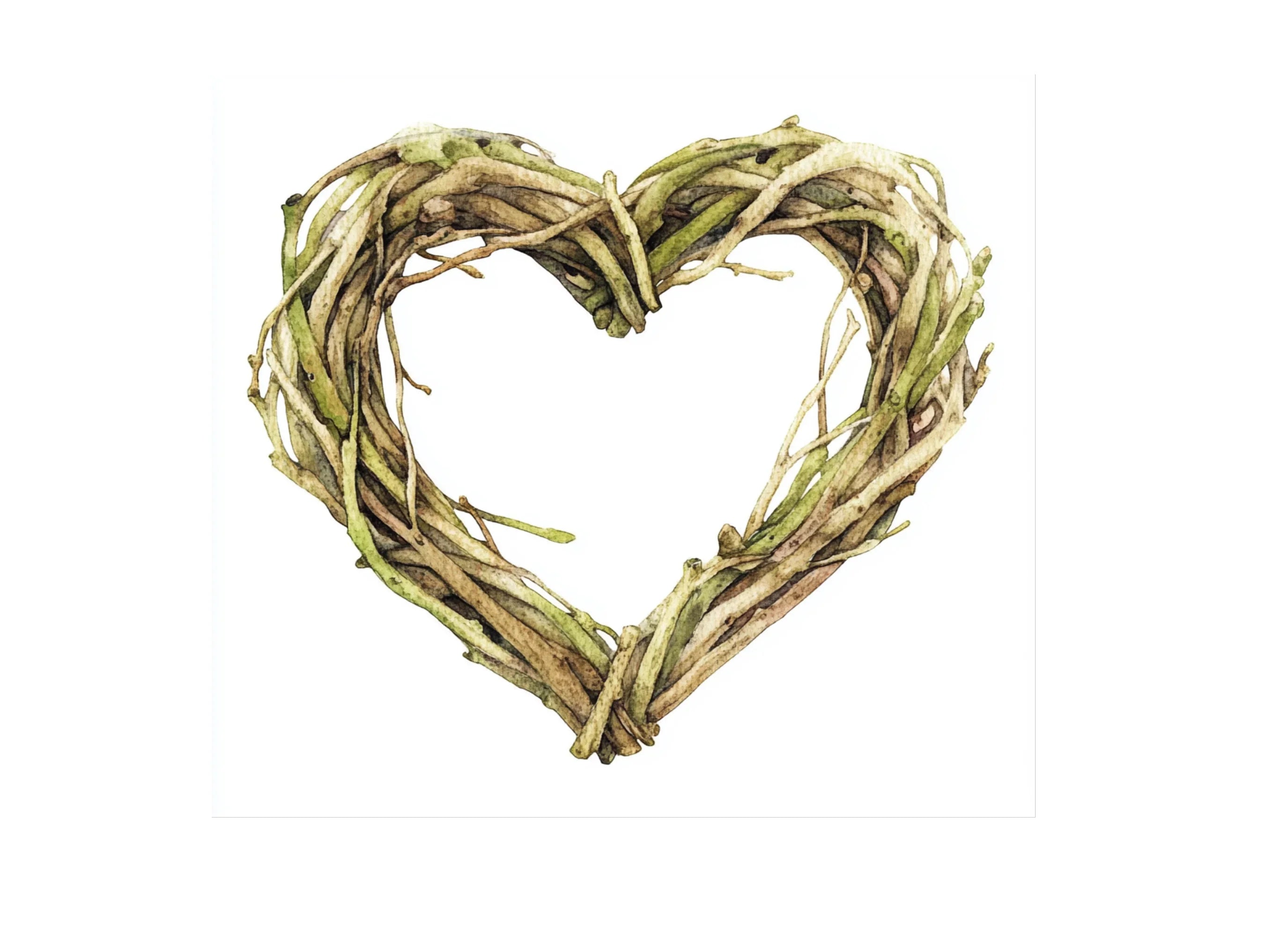 Rustic Twig Heart Wreaths Clipart Bundle