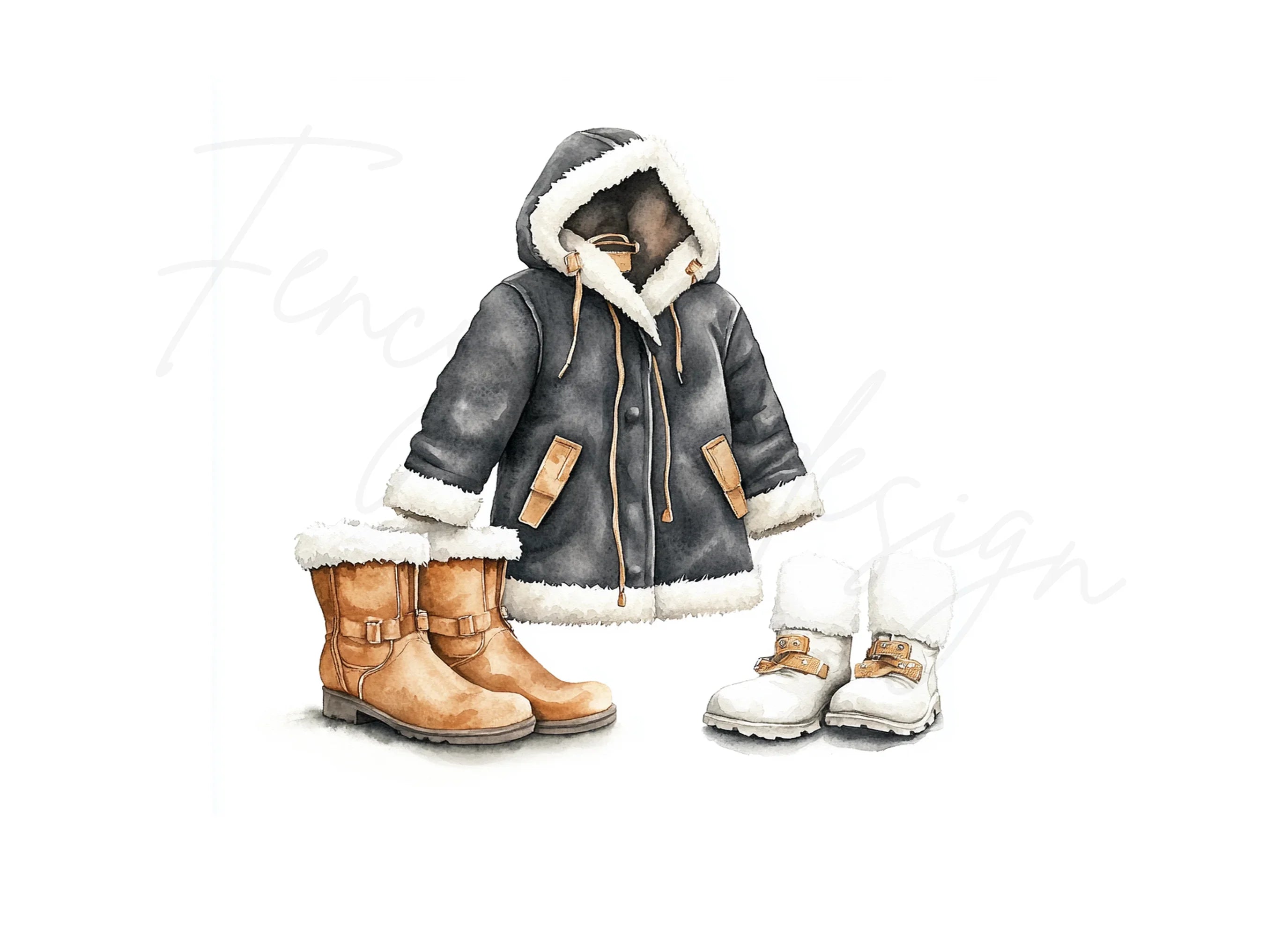 Winter Apparel and Boots Clipart Bundle
