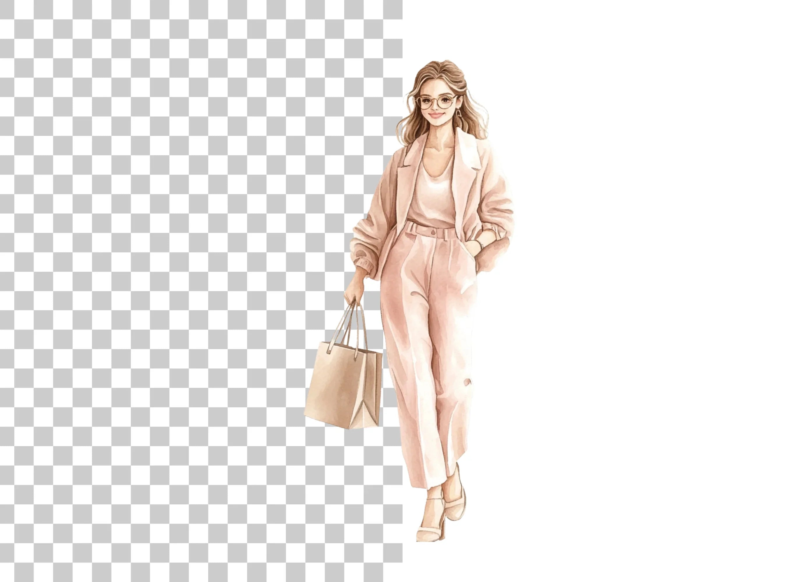 Stylish Woman Shopping Clipart Bundle