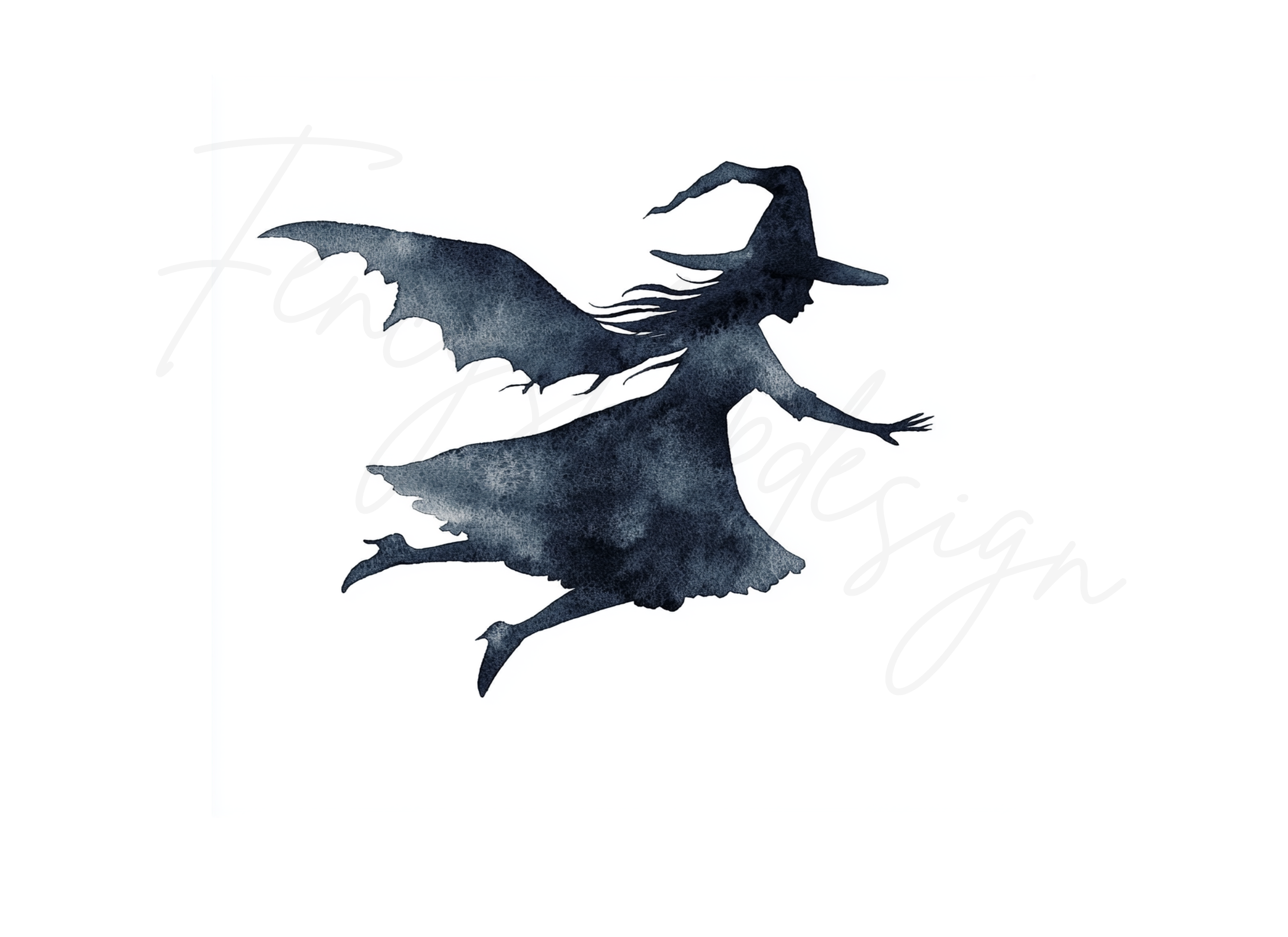 Flying Witch Silhouettes Clipart Bundle