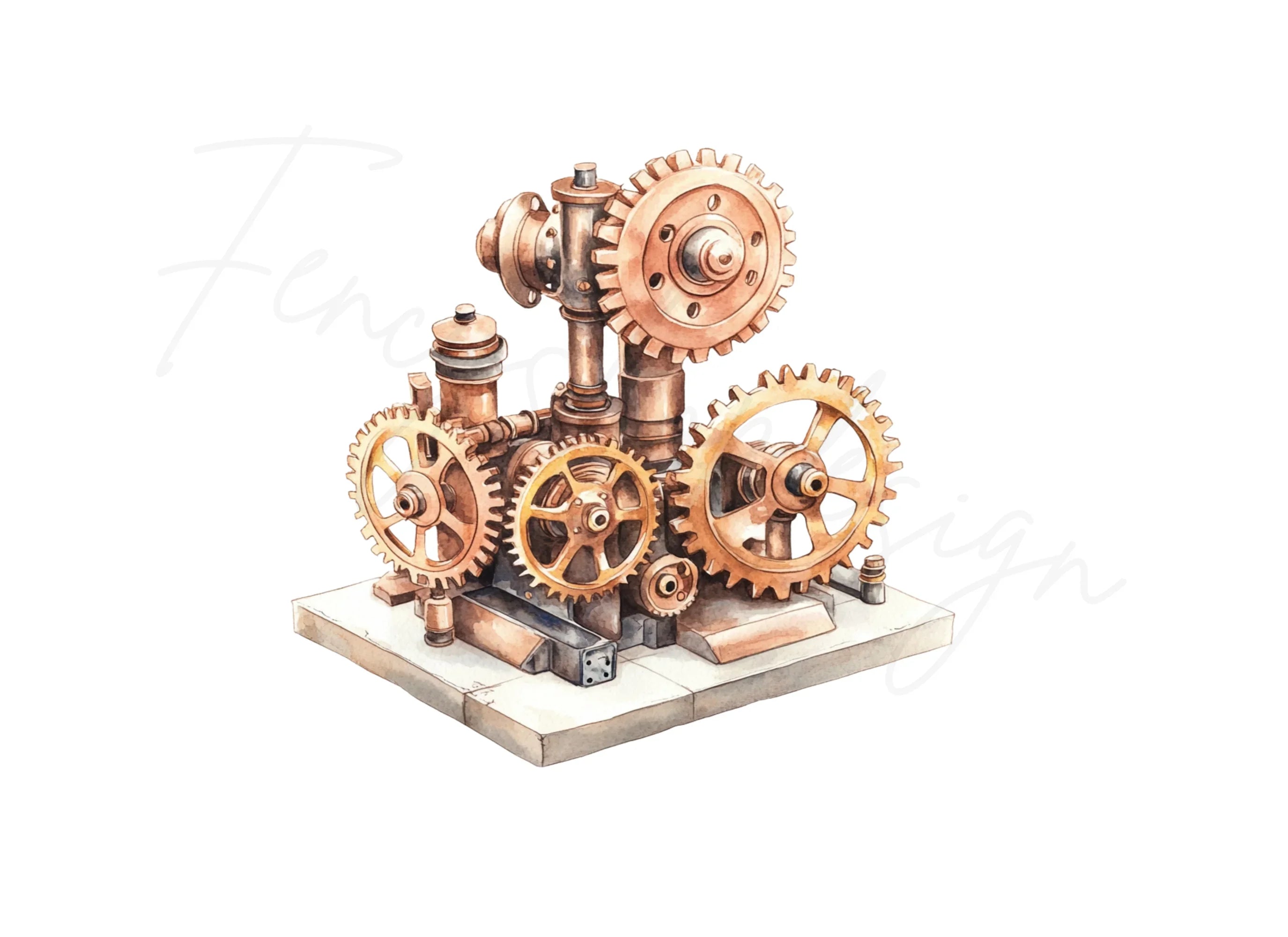 Steampunk Gears Machine Clipart Bundle