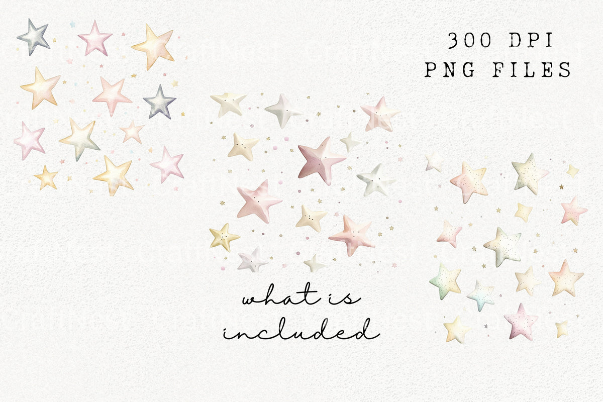Pastel Stars Pattern Clipart Bundle