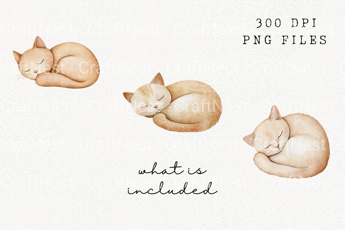 Cozy Sleeping Ginger Cat Clipart Bundle