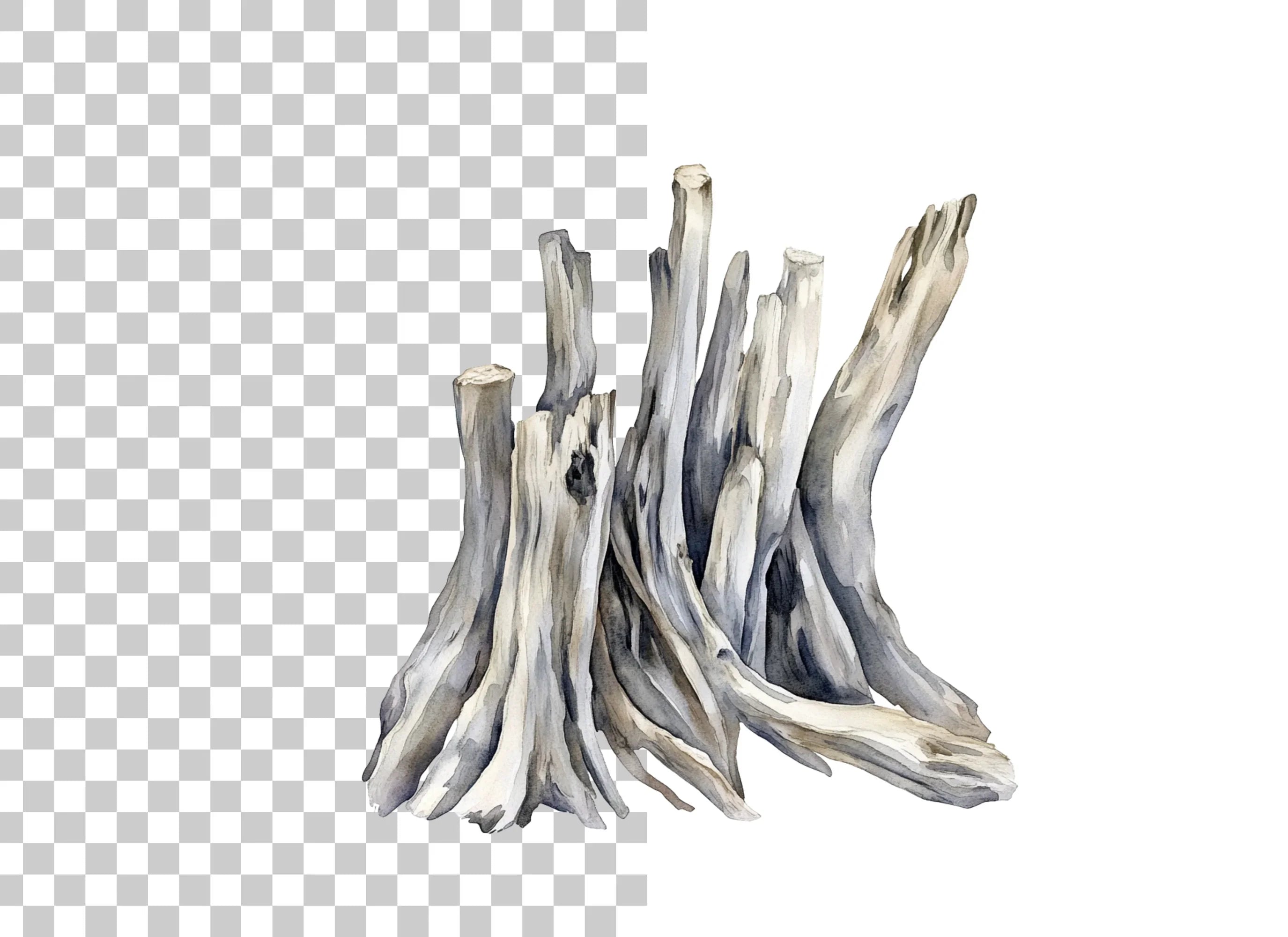 Driftwood Stack Clipart Bundle