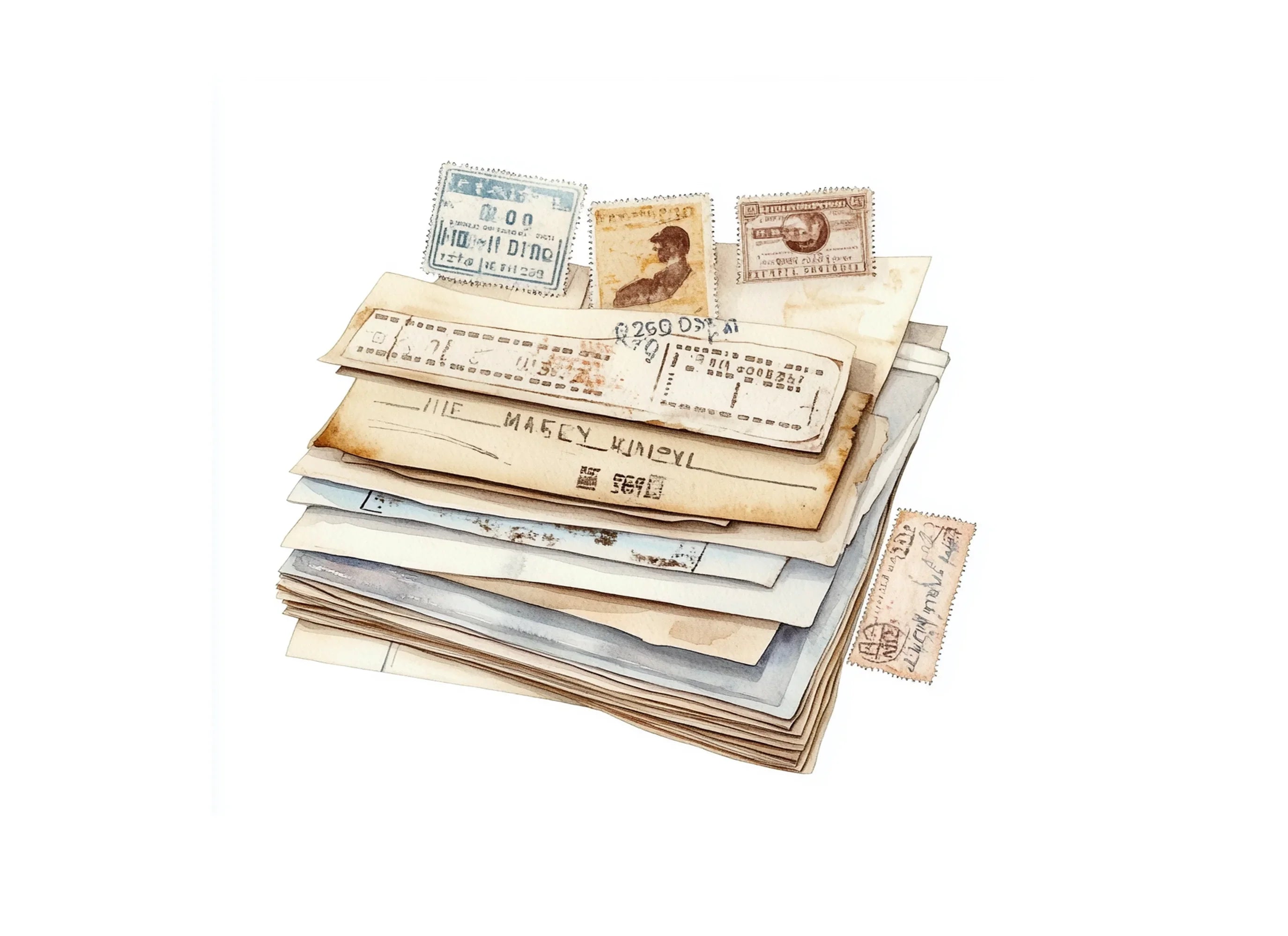 Vintage Letters and Stamps Clipart Bundle