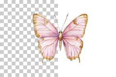 Pink Butterfly Gold Wings Clipart Bundle - CraftNest - Digital Crafting and Art