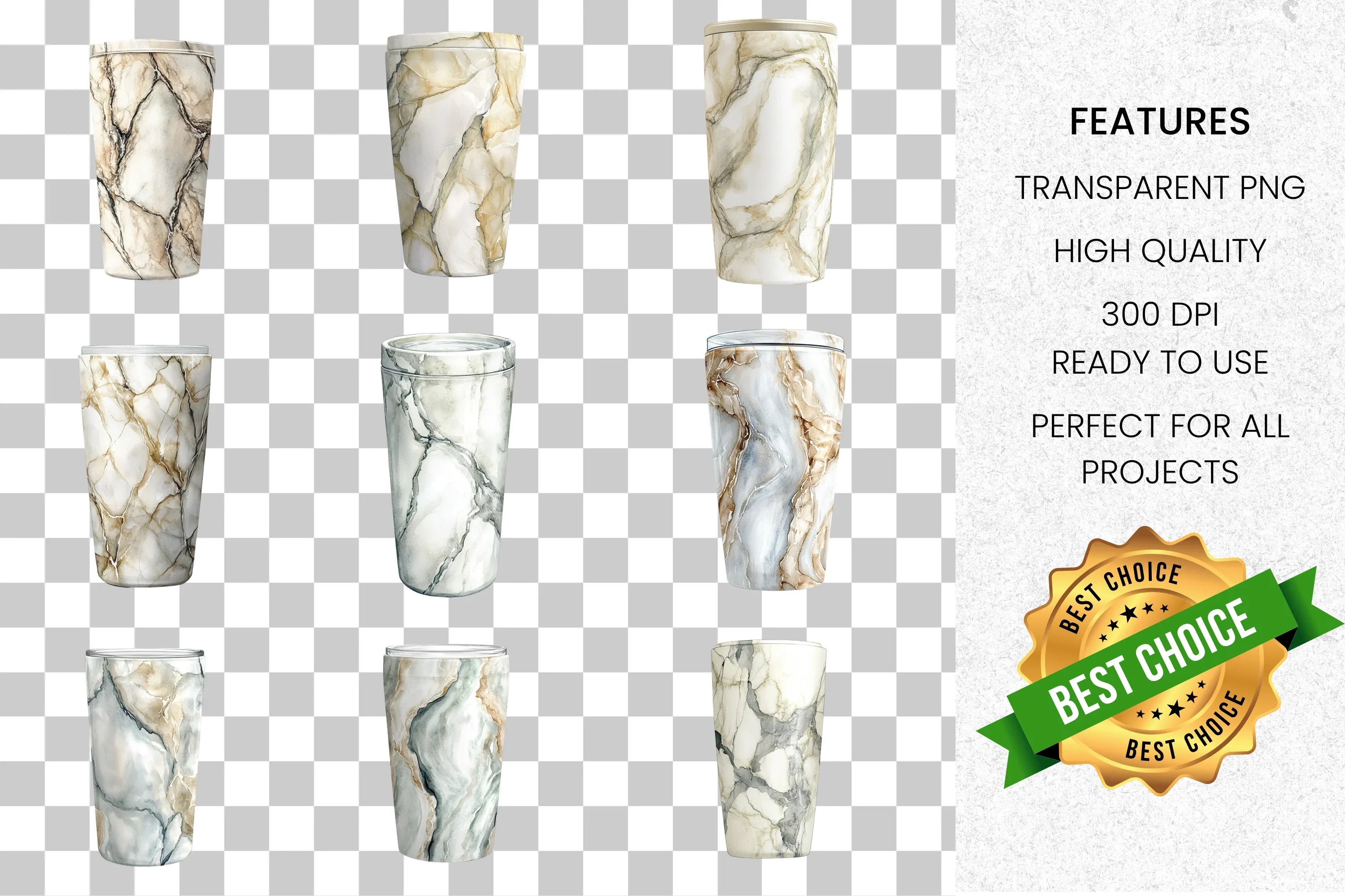 Marble Tumbler Clipart Bundle