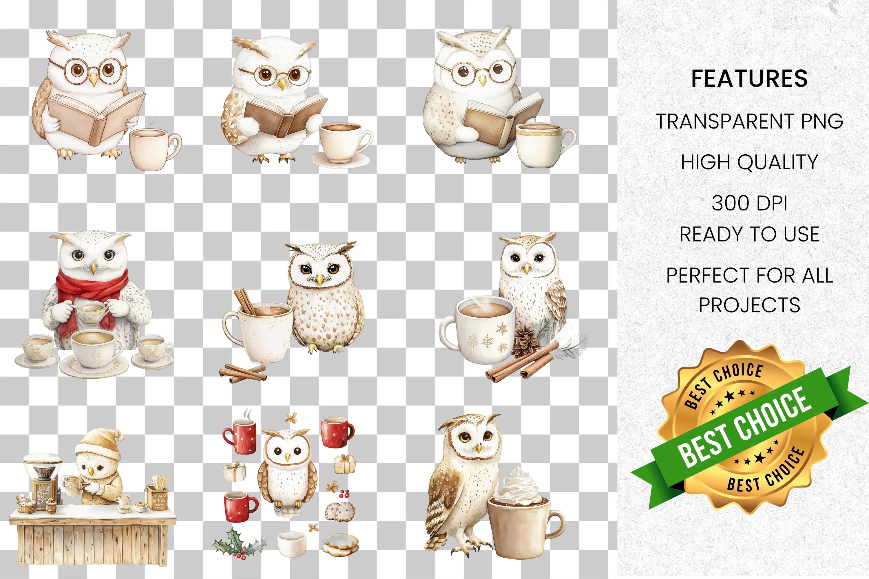 Cute Owl Tea Party Clipart Bundle