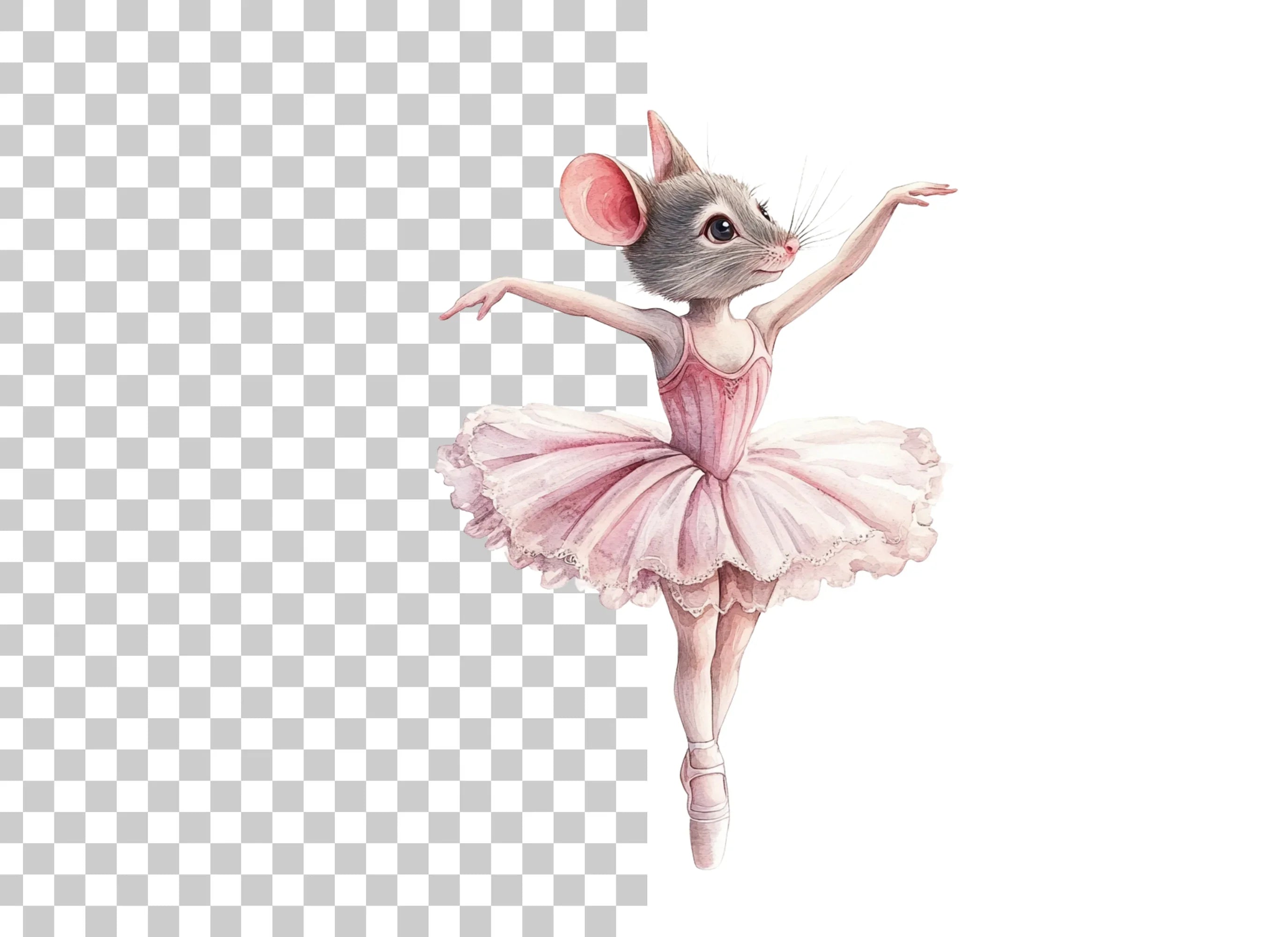 Cute Ballerina Mouse Clipart Bundle