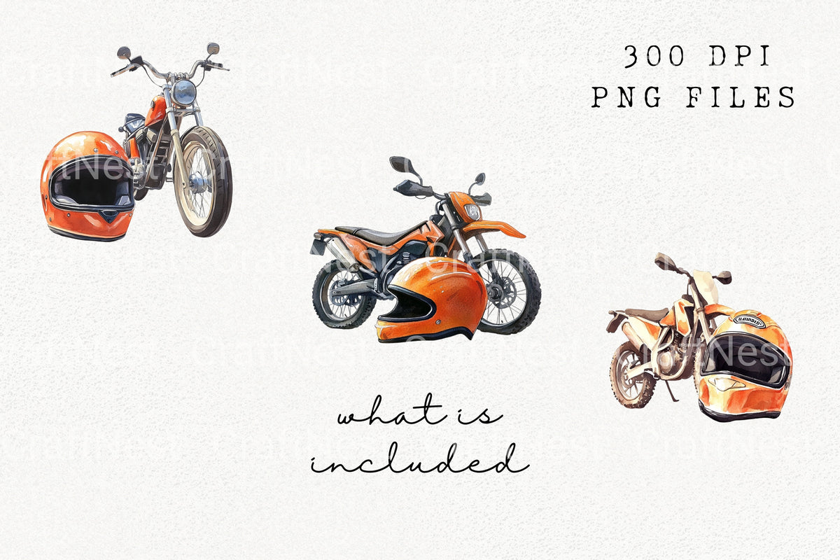 Orange Dirt Bike Graphics Clipart Bundle