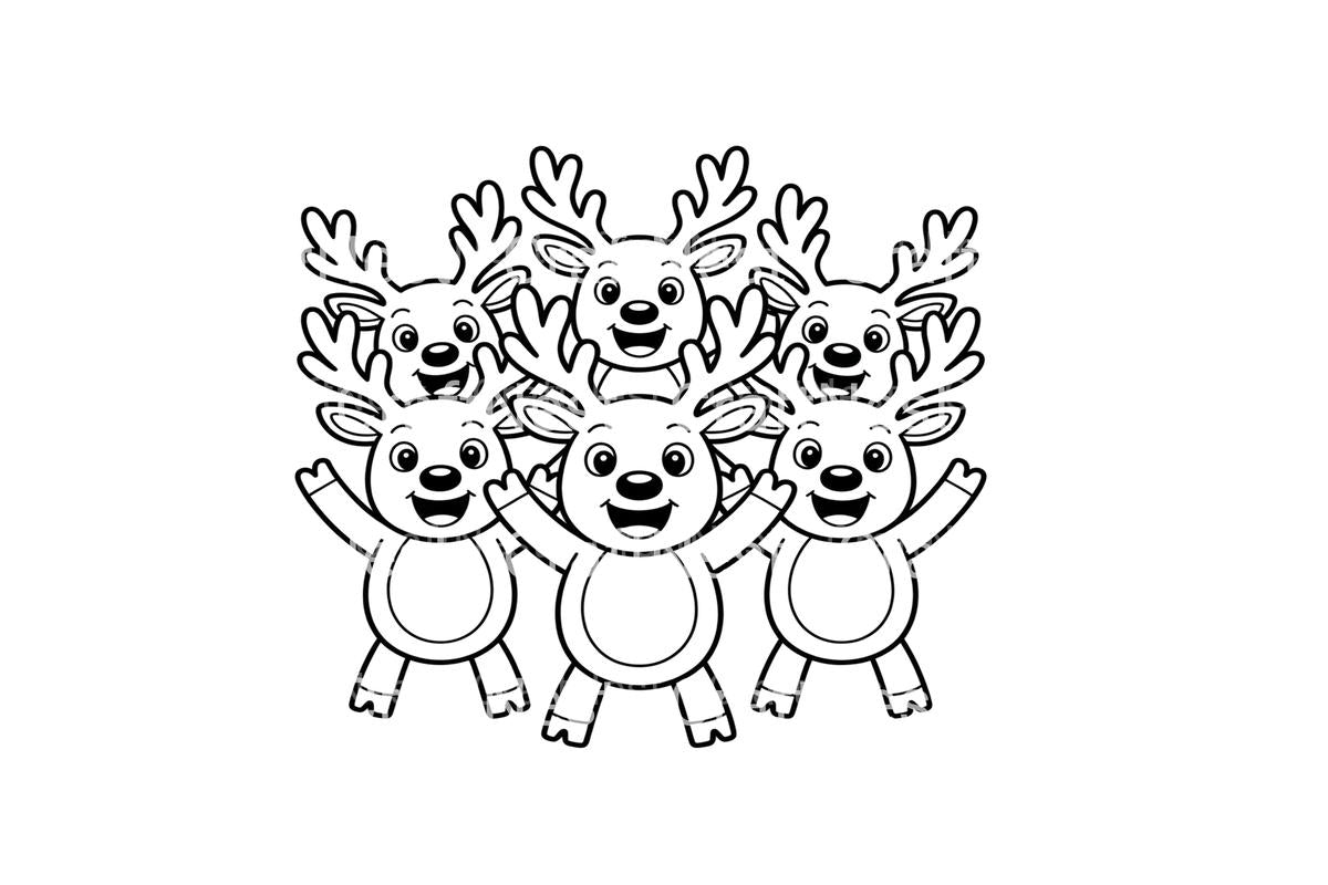 Cute Reindeer Christmas Coloring Books