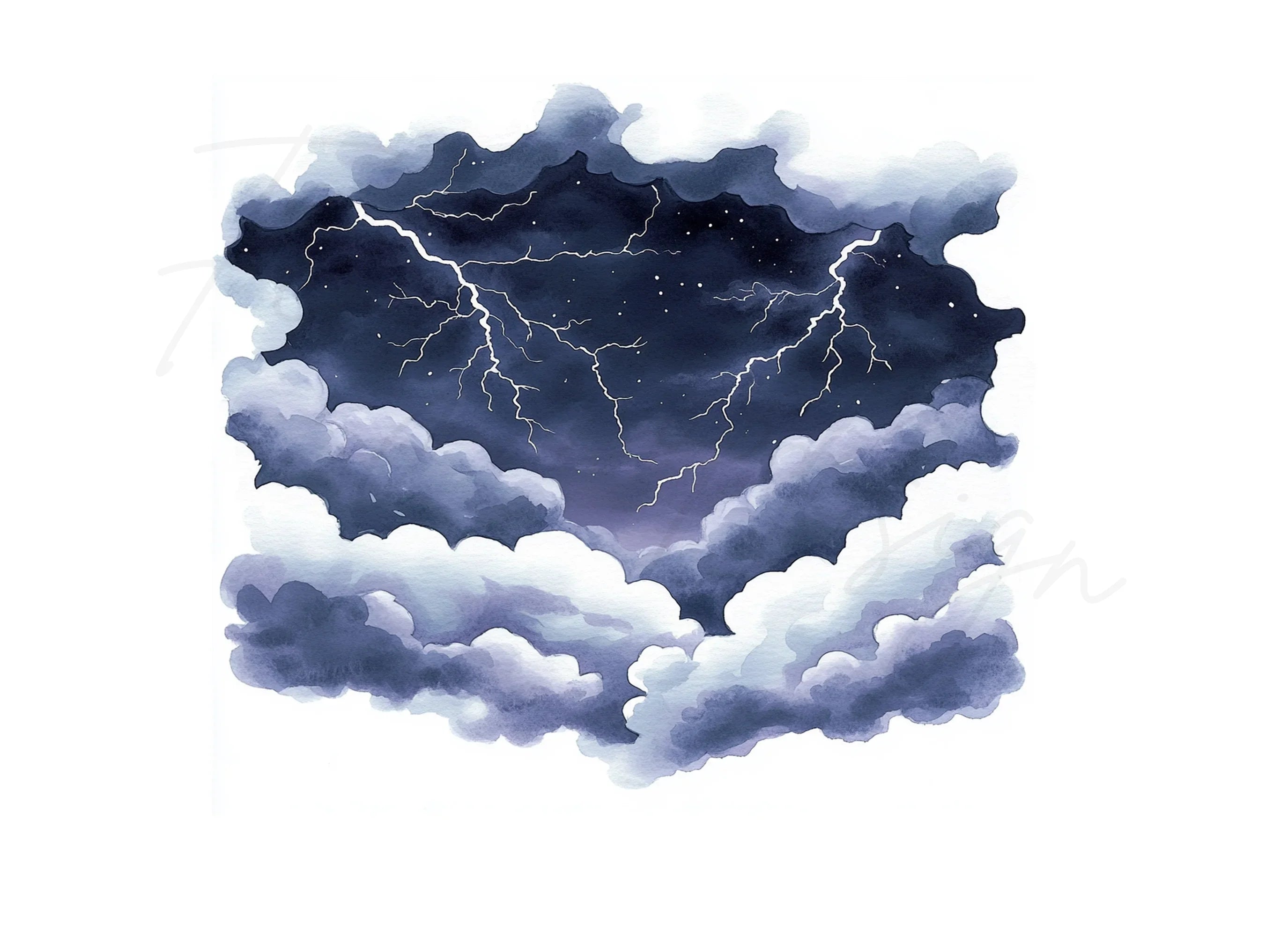 Dramatic Storm Clouds with Lightning Clipart Bundle