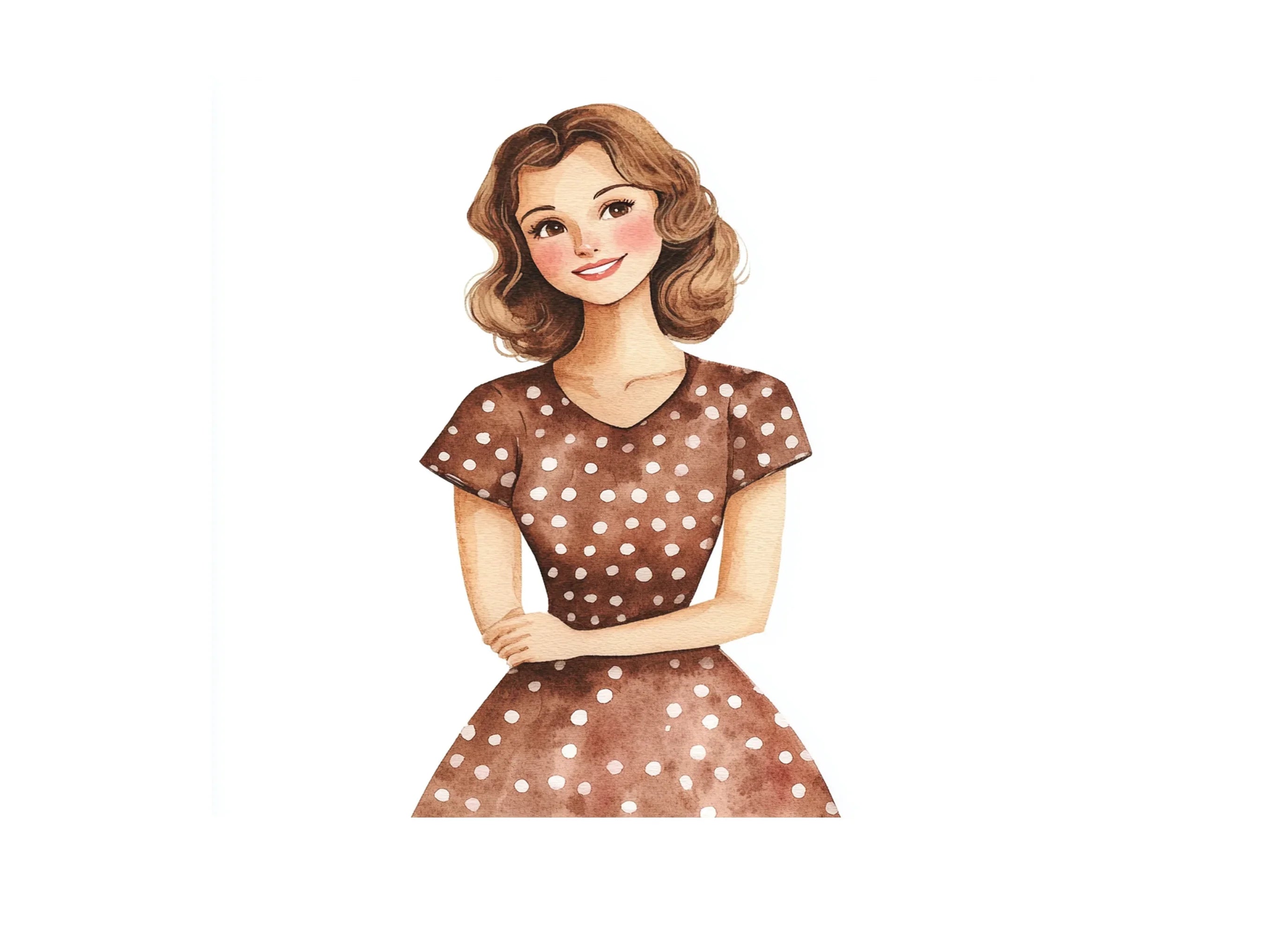 Cute Polka Dot Dress Girls Clipart Bundle