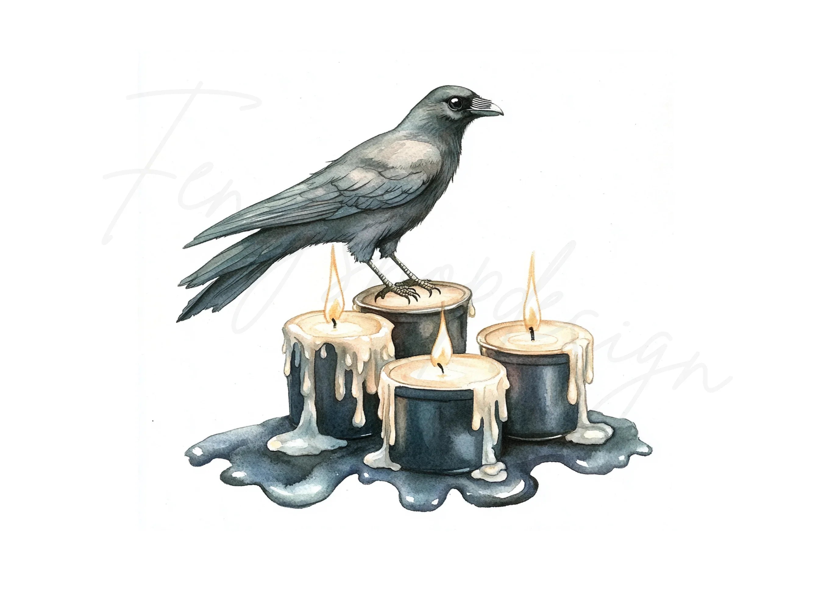 Mystical Crows and Candles Clipart Bundle