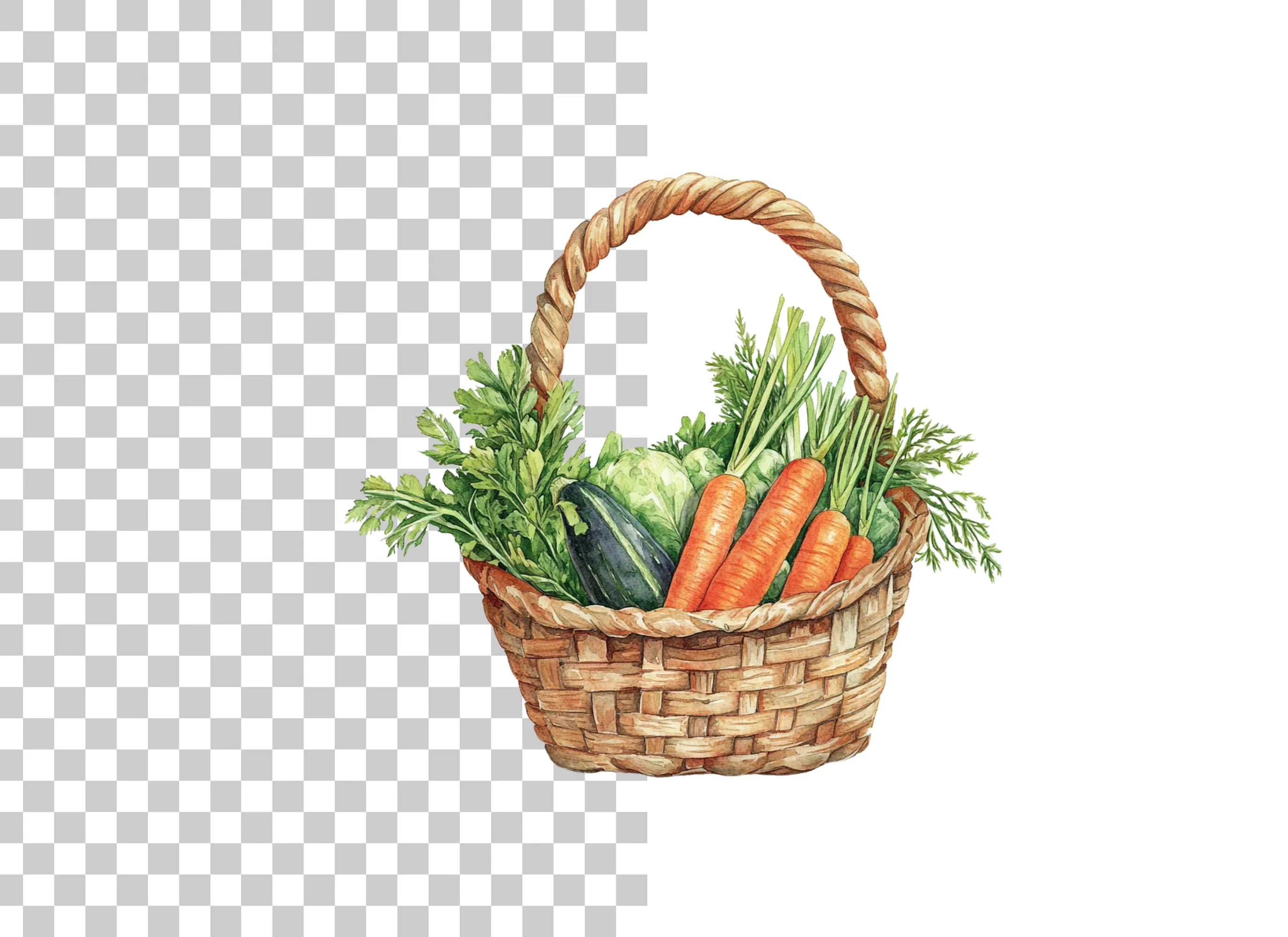 Fresh Harvest Basket Clipart Bundle