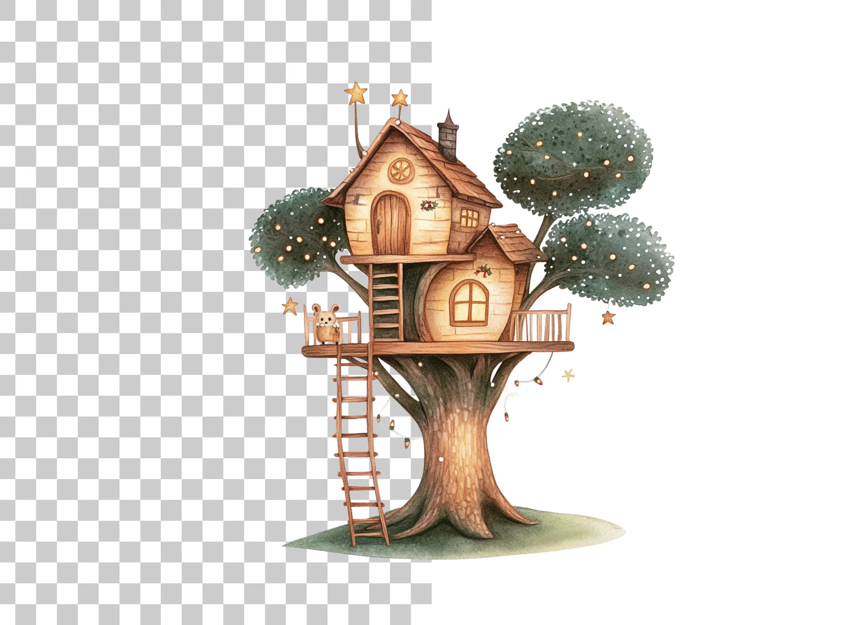Cozy Woodland Treehouse Clipart Bundle