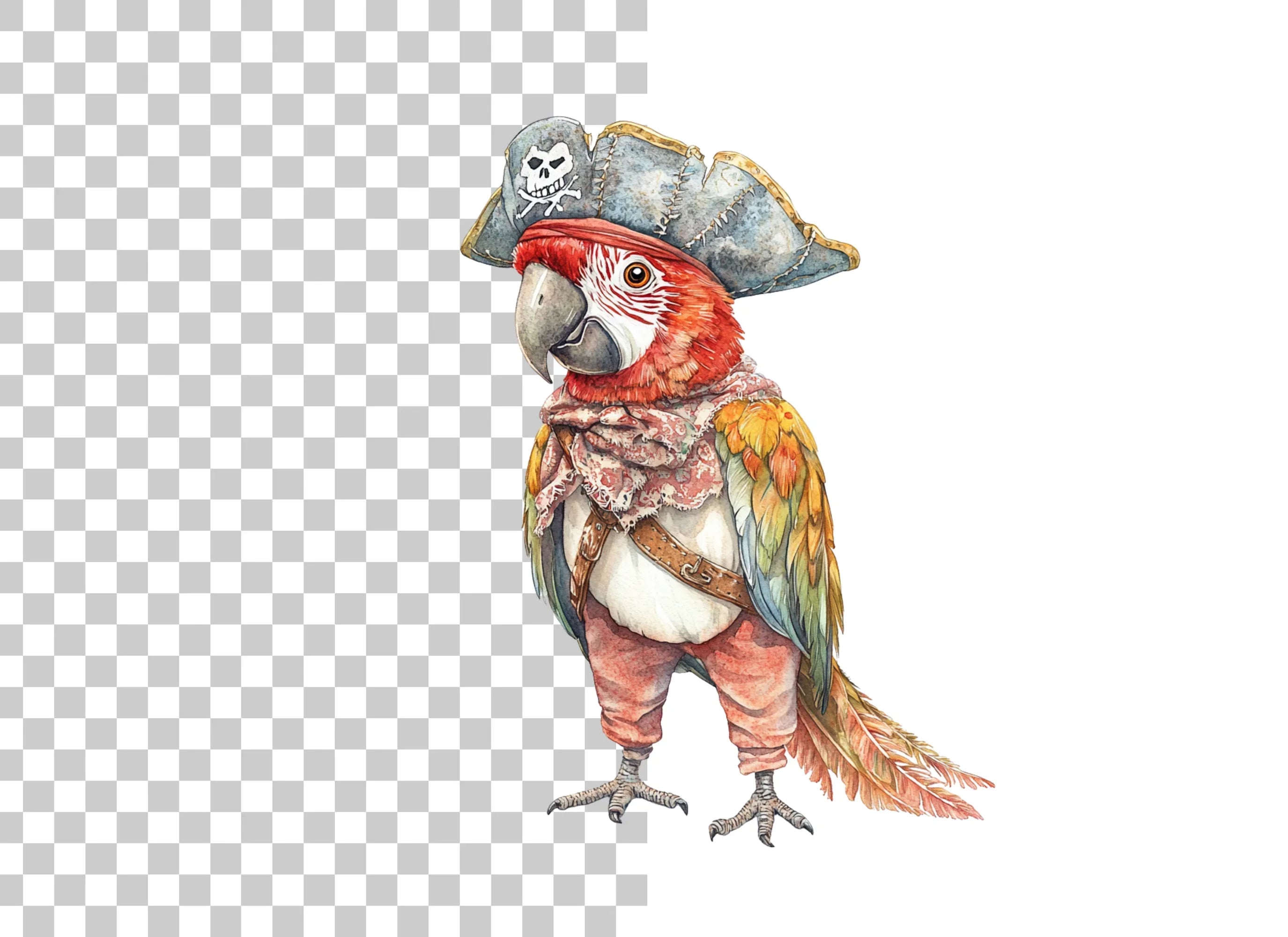 Pirate Macaw Parrot Clipart Bundle