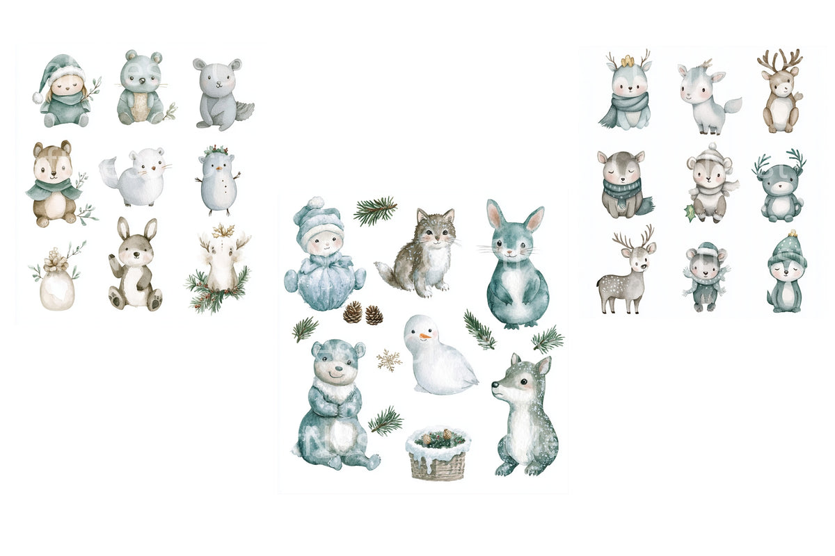 Winter Woodland Animals Clipart Bundle