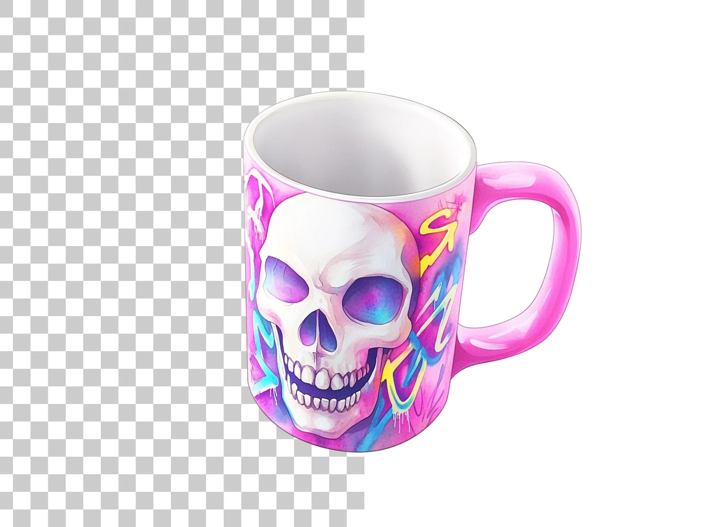 Neon Graffiti Skull Clipart Bundle