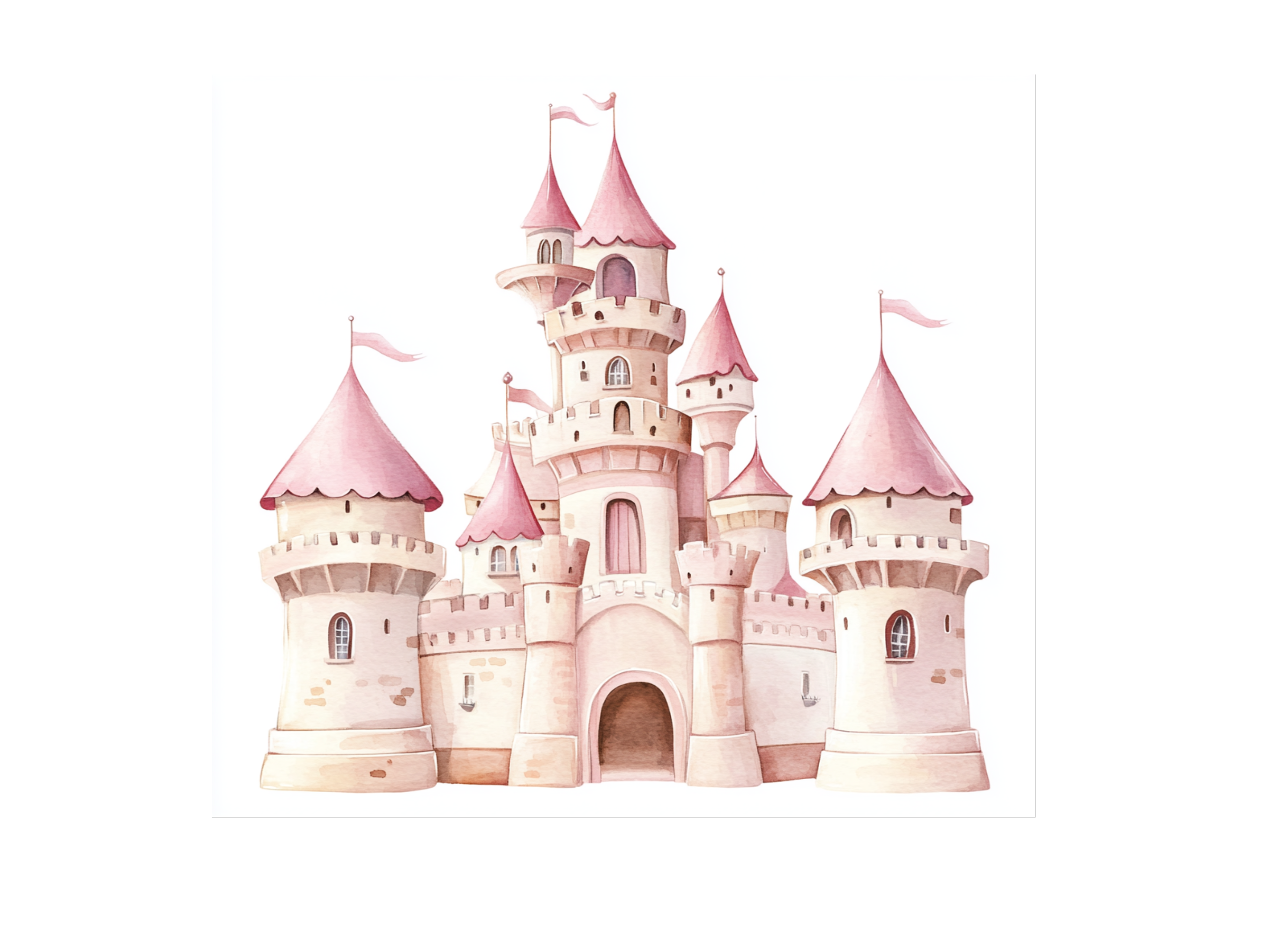Pink Princess Castle Clipart Bundle