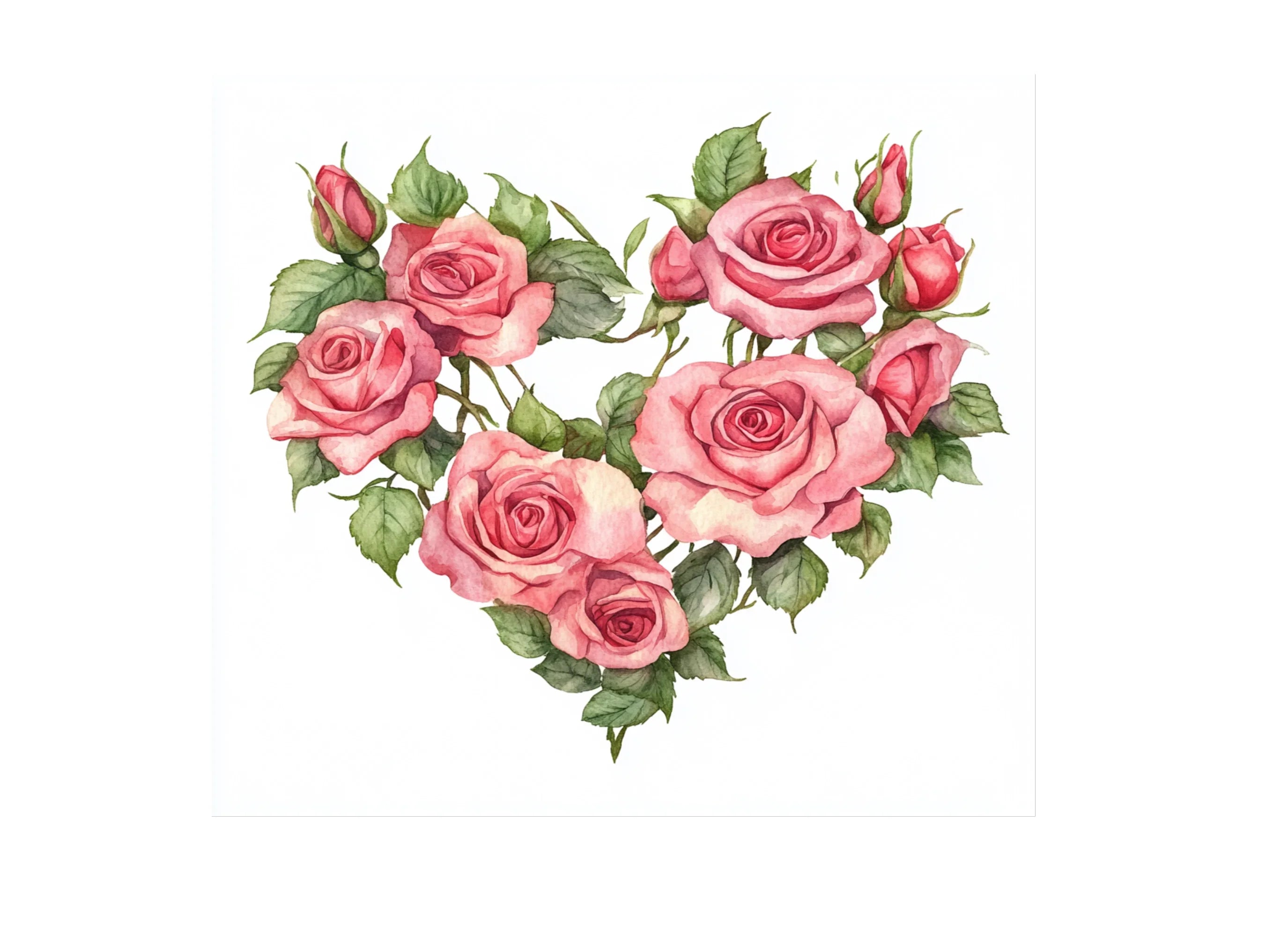 Heart Shaped Rose Bouquet Clipart Bundle